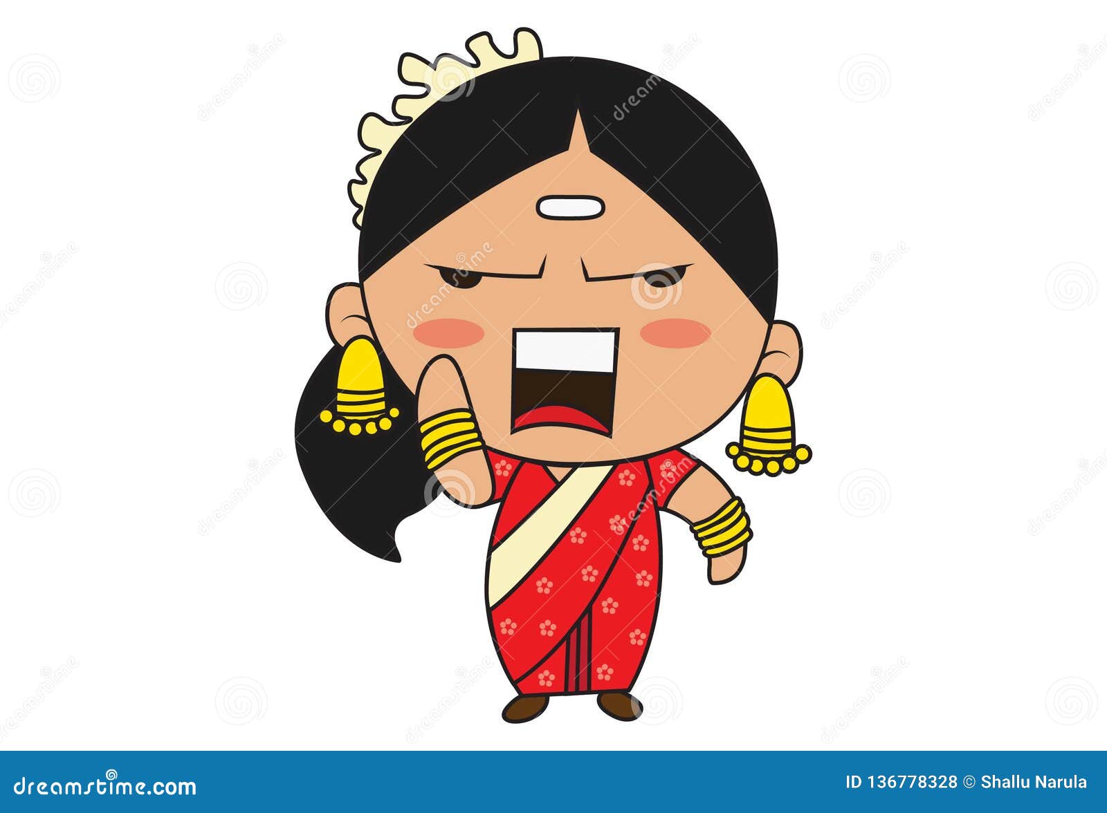 Cartoon Illustration of South Indian Woman. Stock Vector - Illustration of  funny, drawing: 136778328
