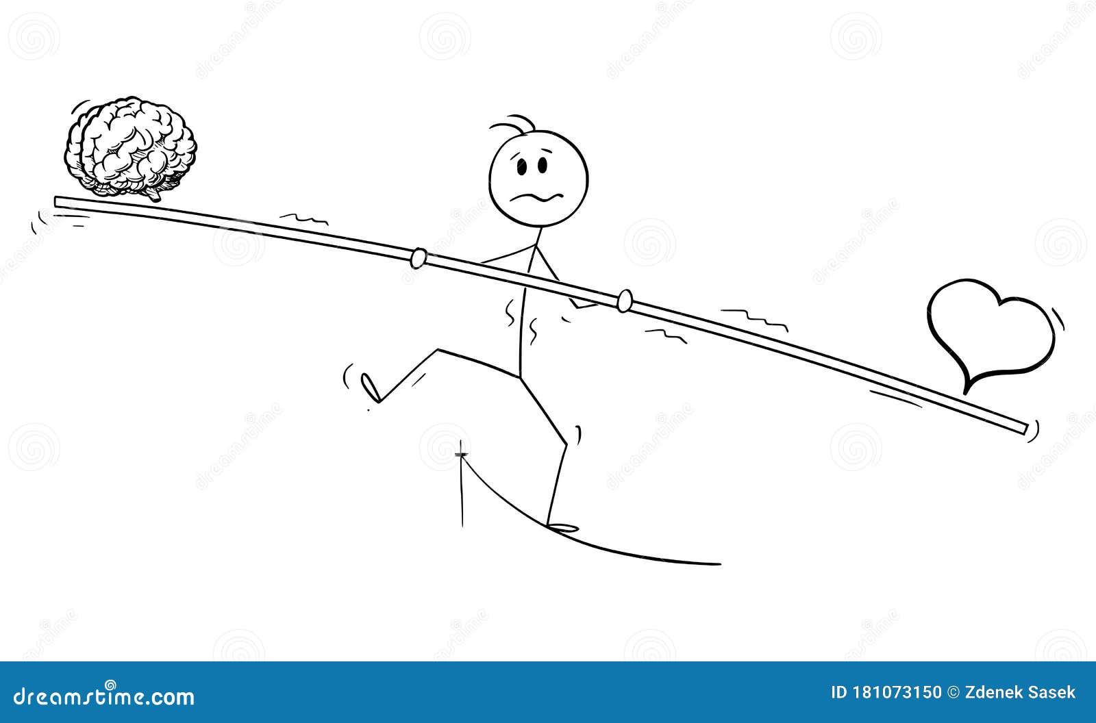 Vector Cartoon Illustration of Tightrope Walker, Man or