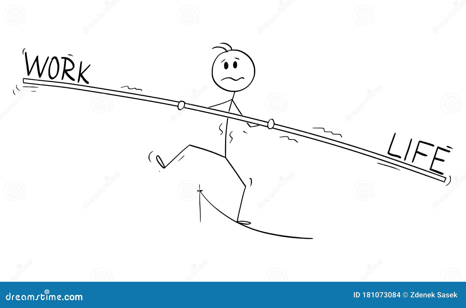 Vector Cartoon Illustration of Tightrope Walker, Man or