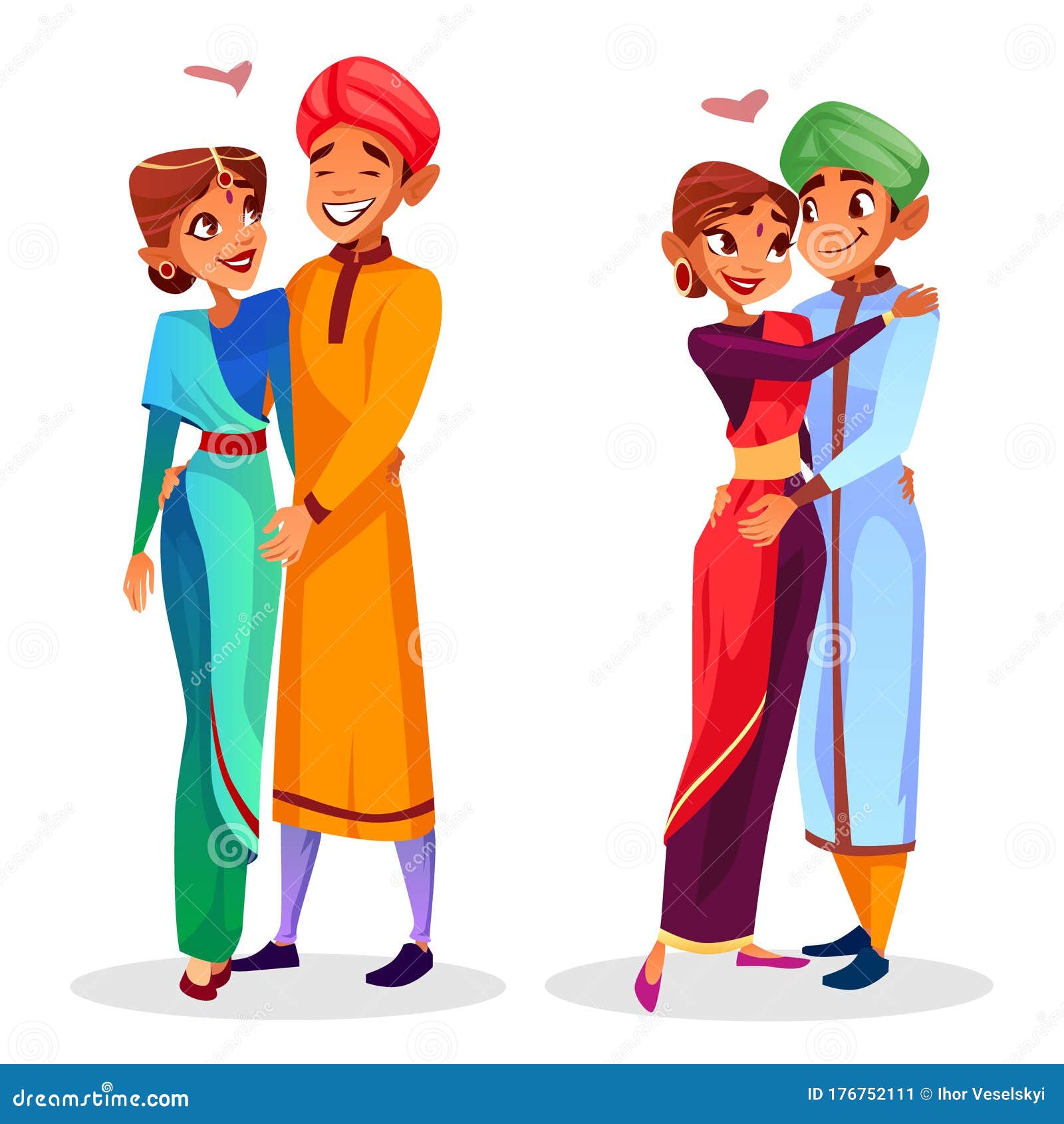 Vector Cartoon Indian Couples Hugging Stock Vector Illustration Of