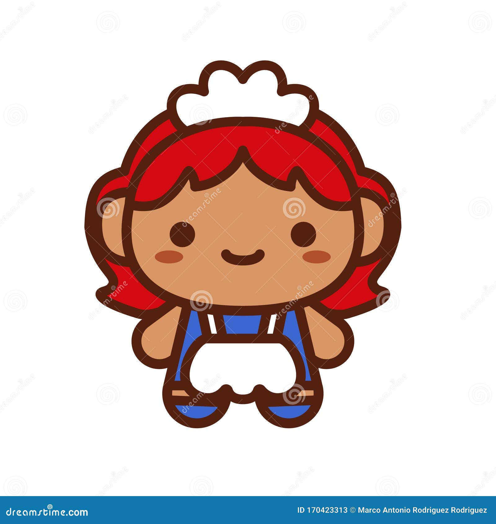 Cartoon Kawaii Maid Isolated Illustration Stock Illustration