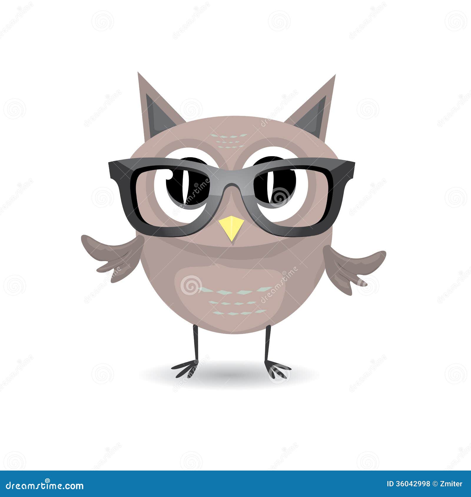 Vector Cartoon Little Owl Bird Isolated On White Royalty Free Stock