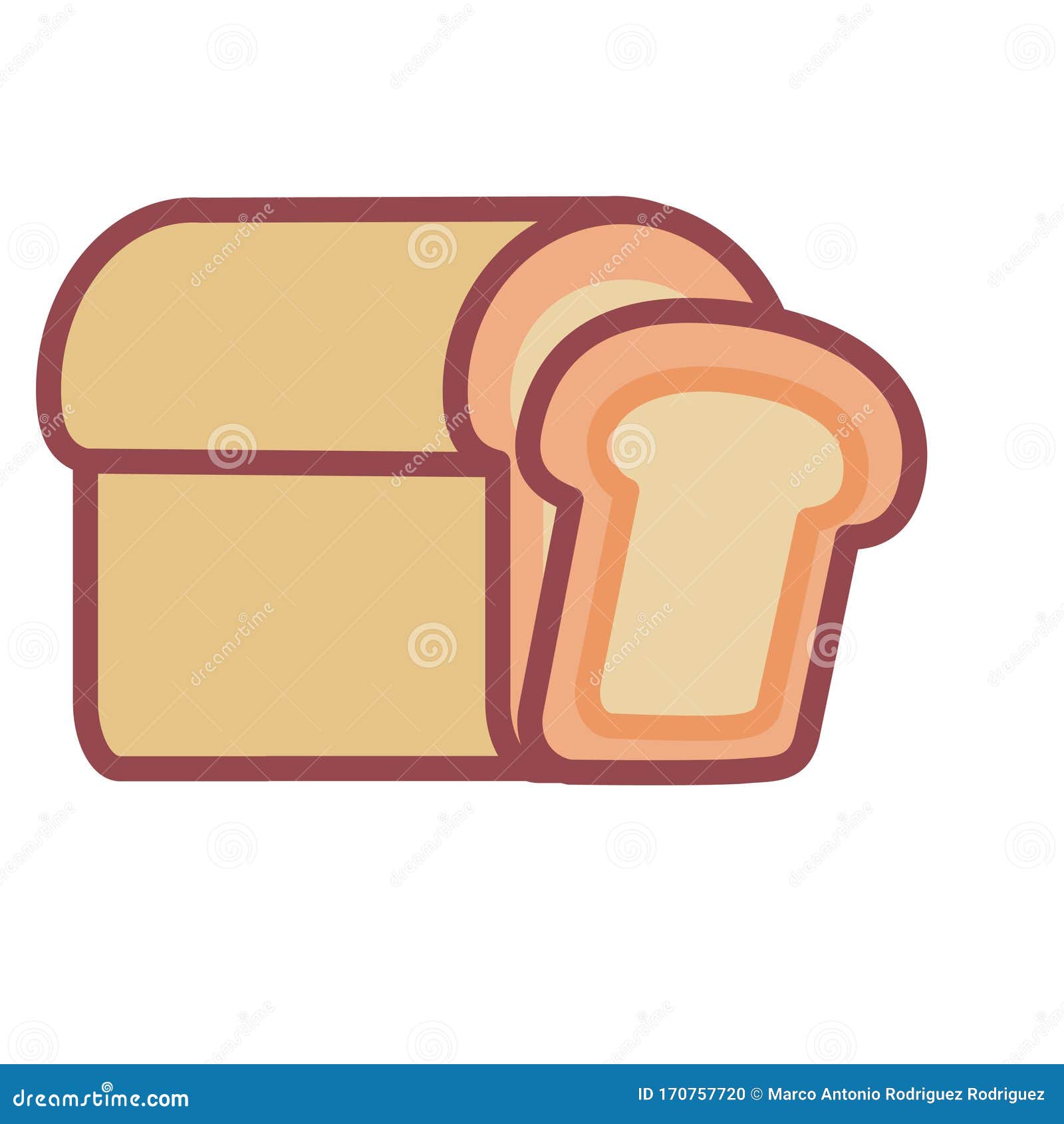 Bread Sad Emoji. Piece Of Bread Sorrowful Emotion Isolated Cartoon
