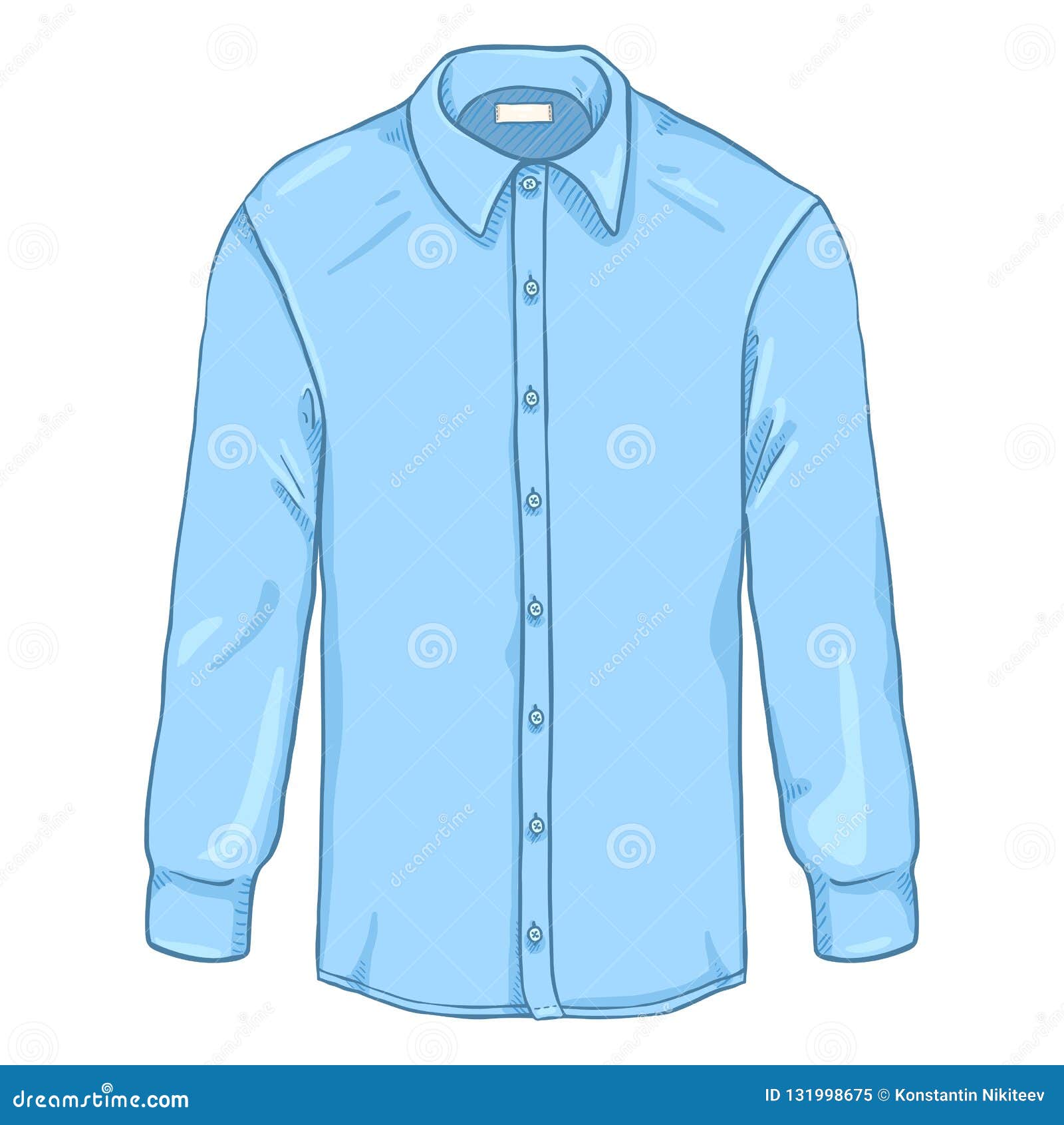 Vector Cartoon Long Sleeve Blue Classic Men Shirt Stock Vector ...