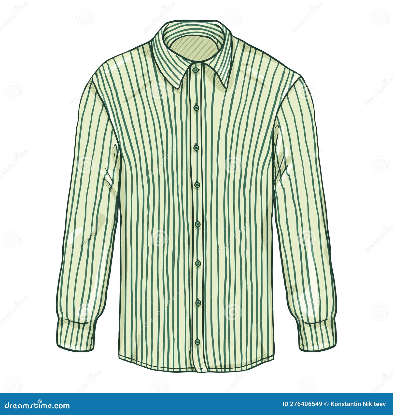 Vector Cartoon Long Sleeve Green Striped Men Shirt Stock Illustration ...