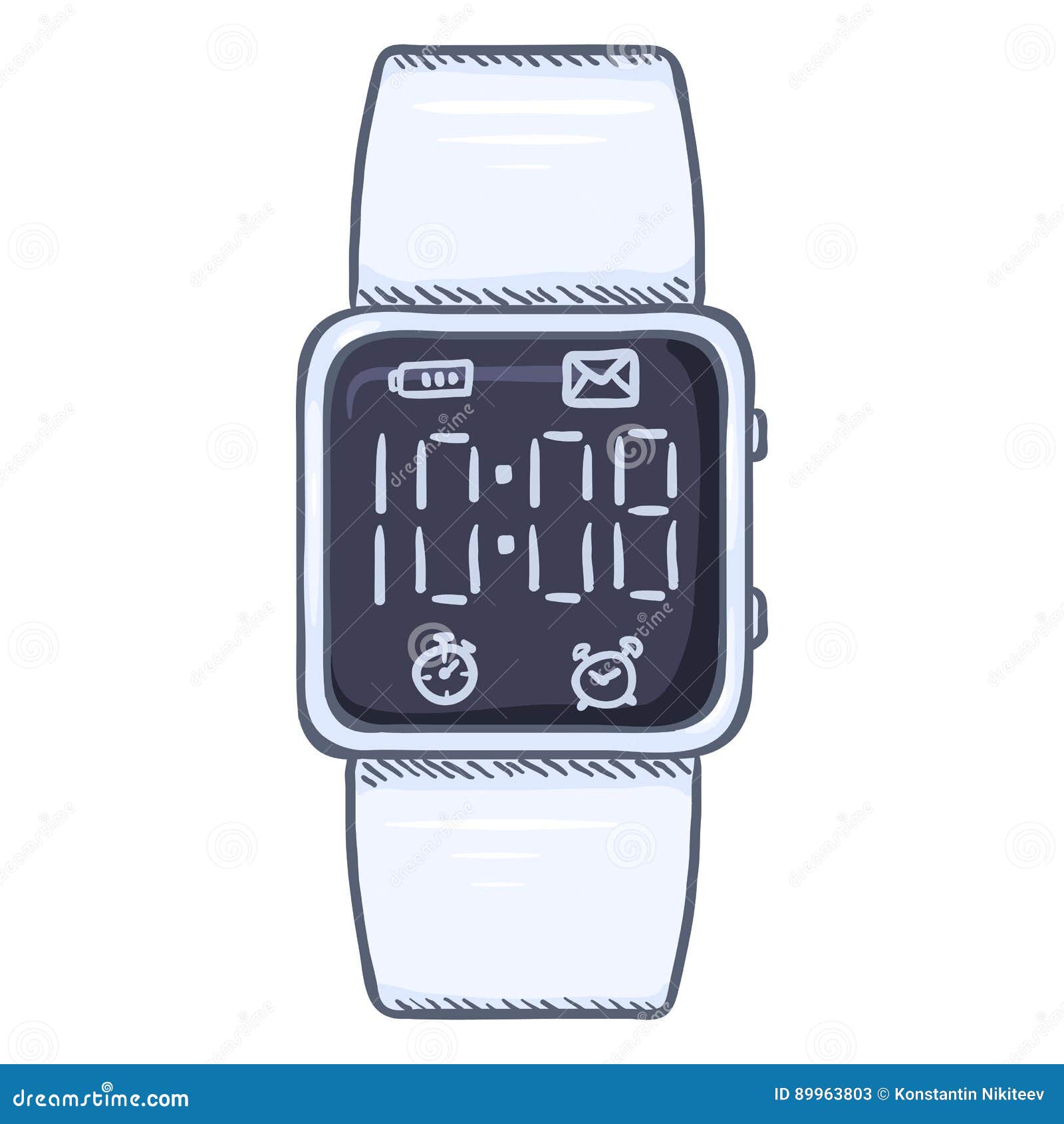 Vector Cartoon Modern Digital Wrist Watch Stock Vector Illustration of hour, electronic 89963803