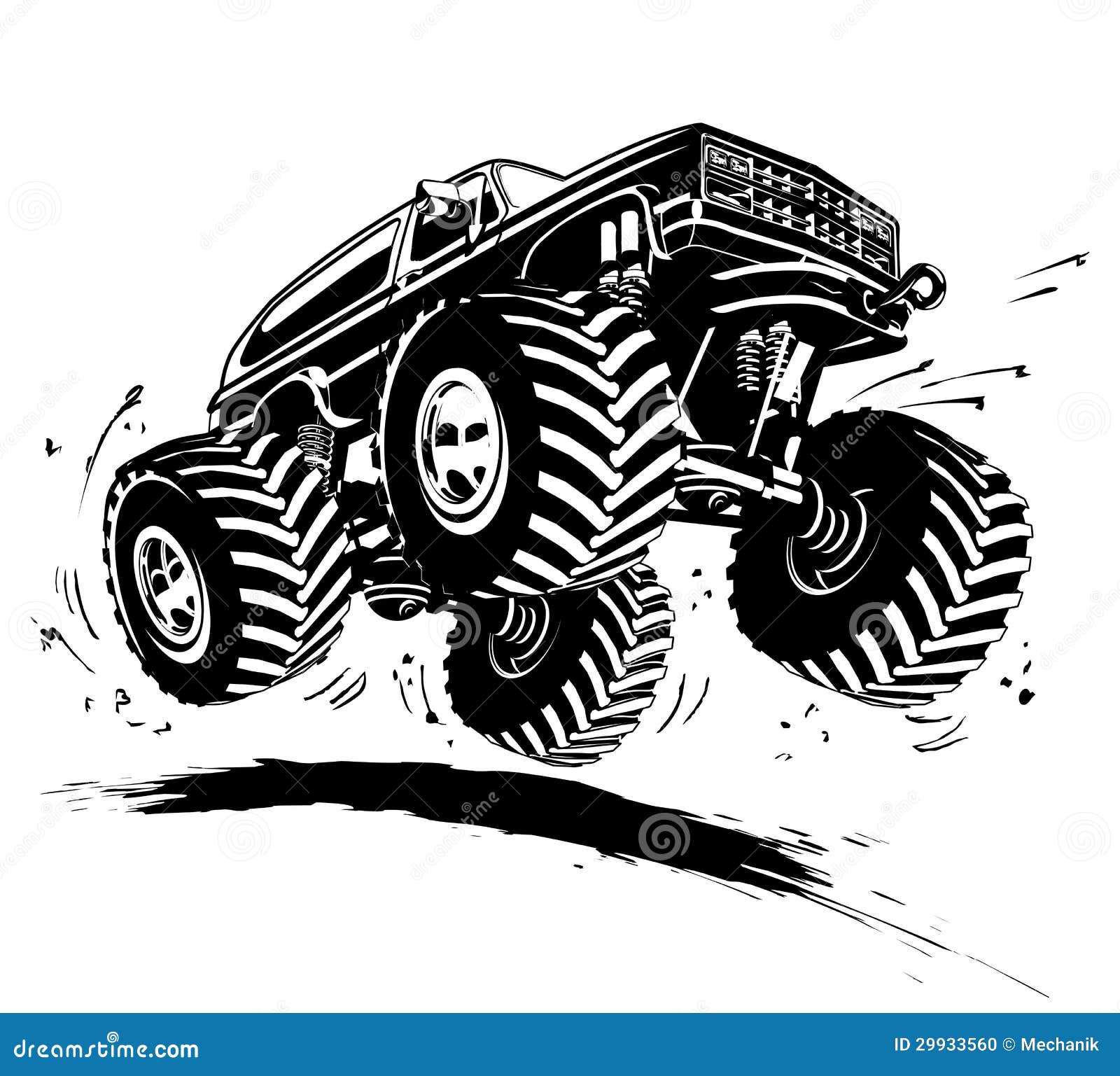 cartoon monster truck in mud