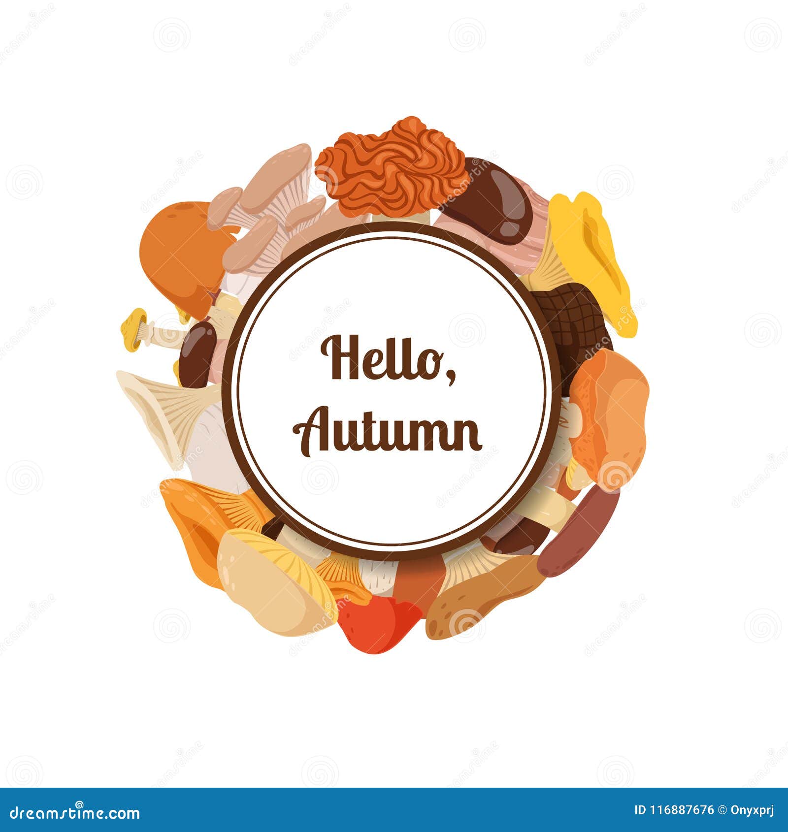 Vector Cartoon Mushrooms Circle Stock Vector Illustration of cloud