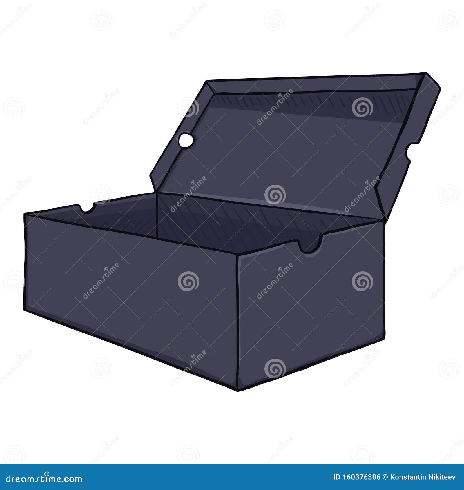 Vector Cartoon Open Dark Blue Shoes Box Stock Vector Illustration of