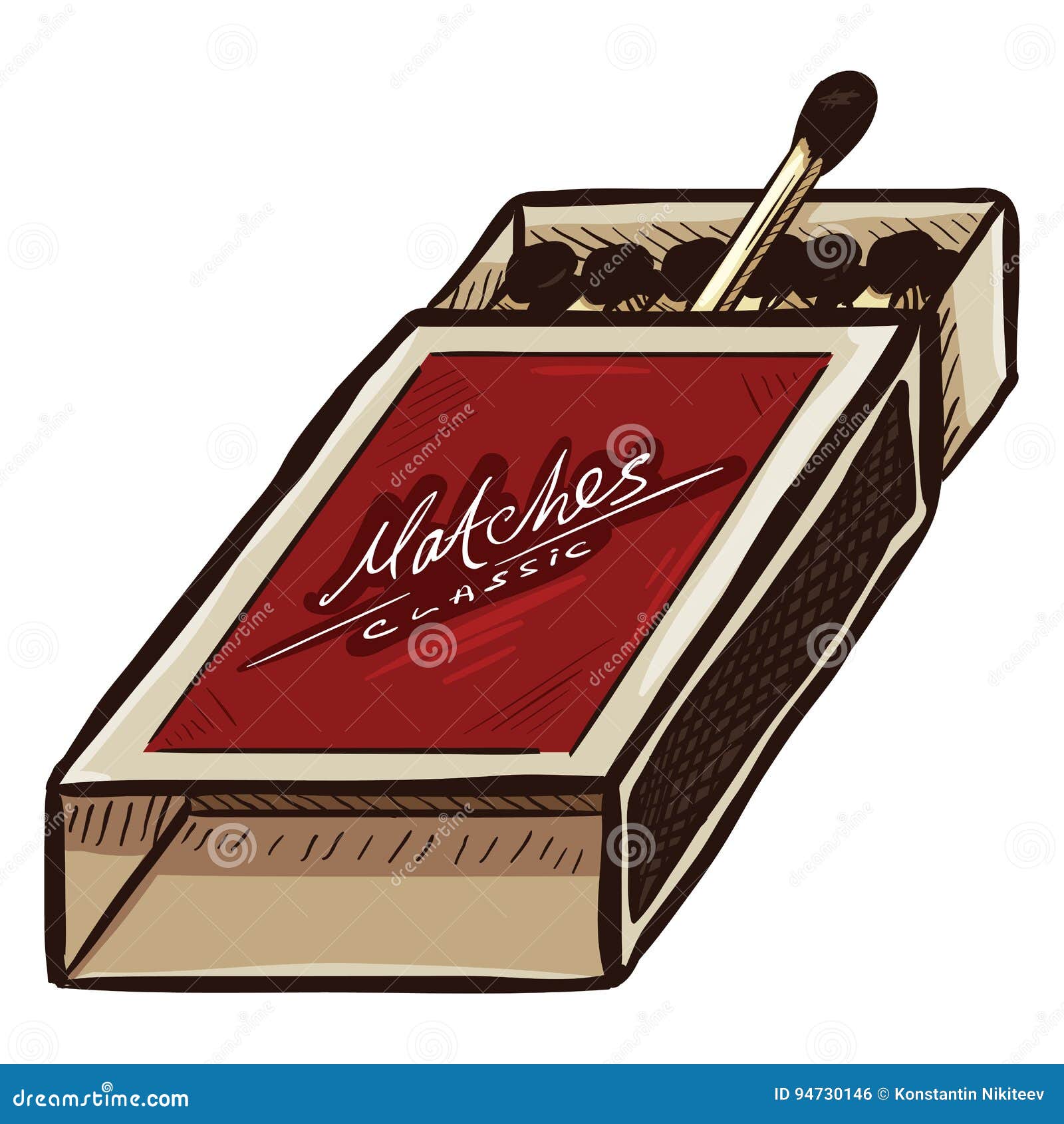 Cartoon Matchbox With Two Unburnt Sticks Lying Closer Vector Or Color
