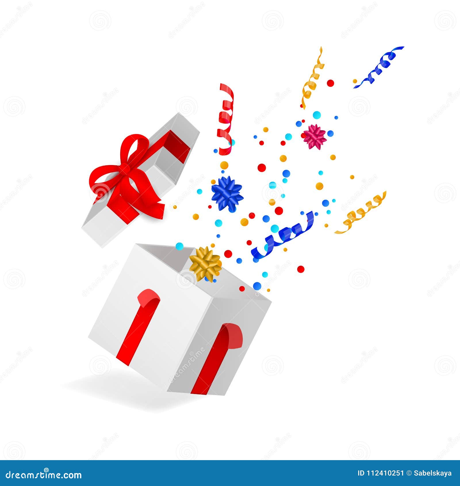Vector Cartoon Open Present Gift Box Ribbon Bow Stock Vector - Illustration of birthday, celebrate: 112410251 Vector Cartoon Open Present Gift Box Ribbon Bow Stock Vector - Illustration of birthday, celebrate: 112410251