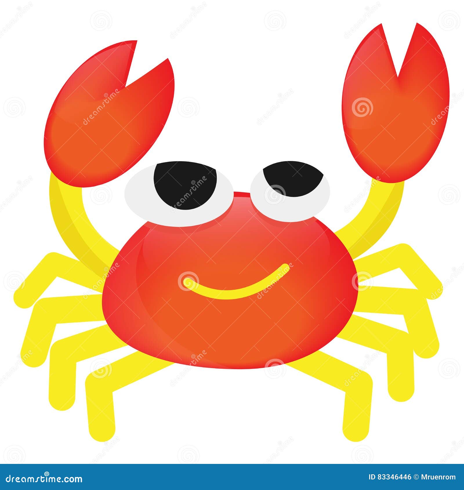 Vector Cartoon Orange Crab Funny Stock Vector Illustration of smile