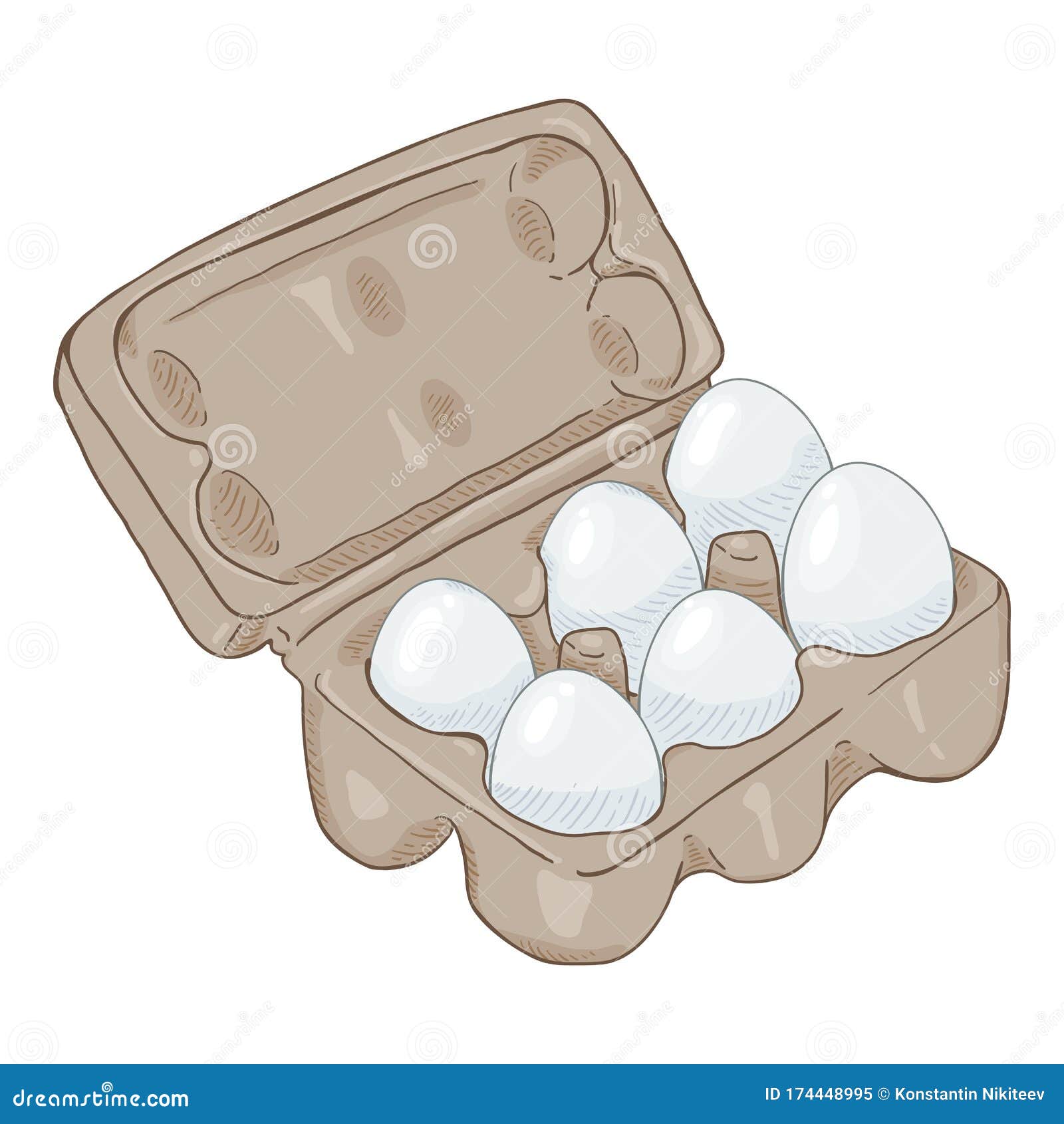 Vector Cartoon Package of Six Chicken Eggs Stock Vector Illustration