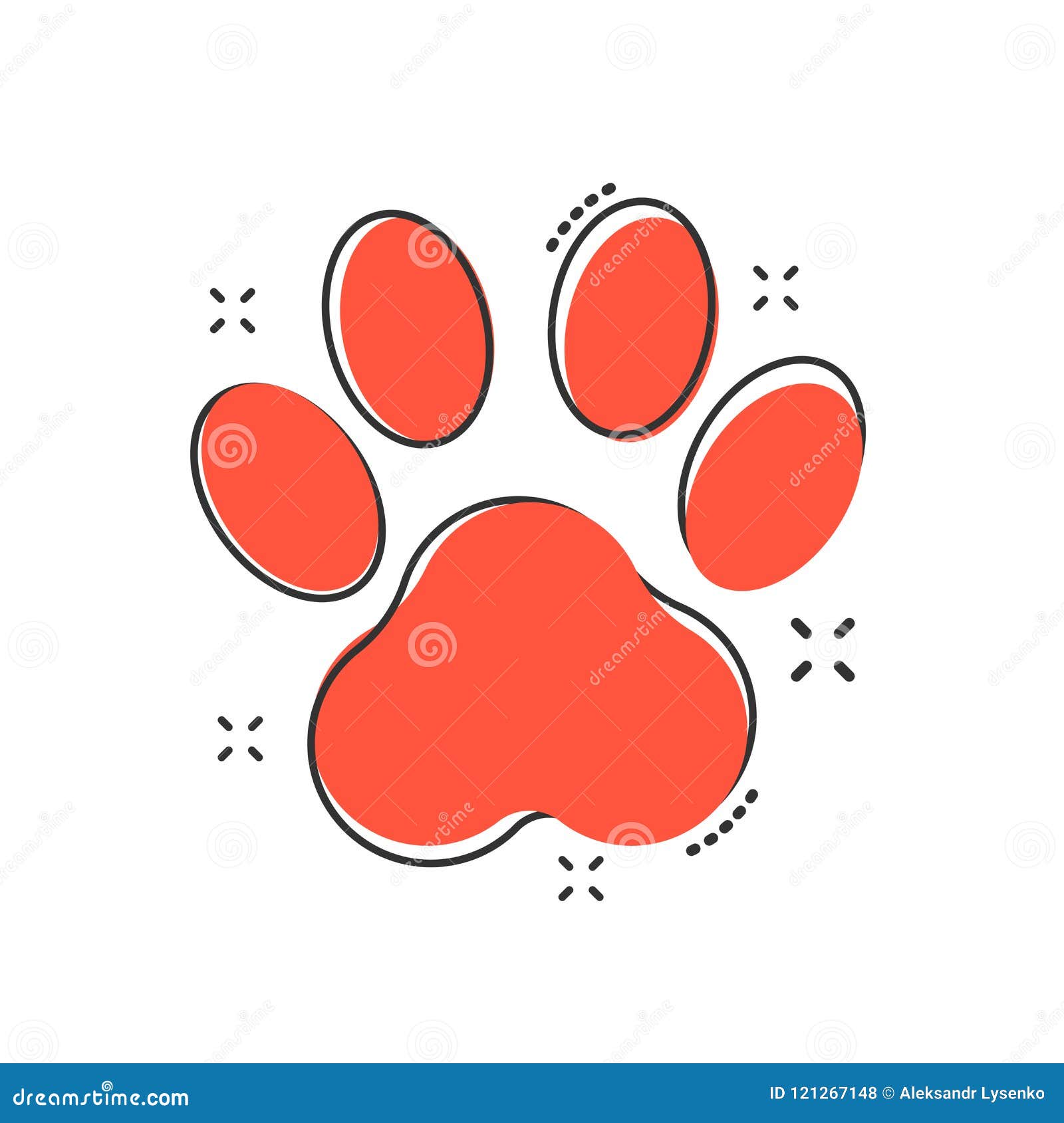 Vector Cartoon Paw Print Icon in Comic Style. Dog, Cat, Bear Paw Stock  Vector - Illustration of painting, wildlife: 121267148