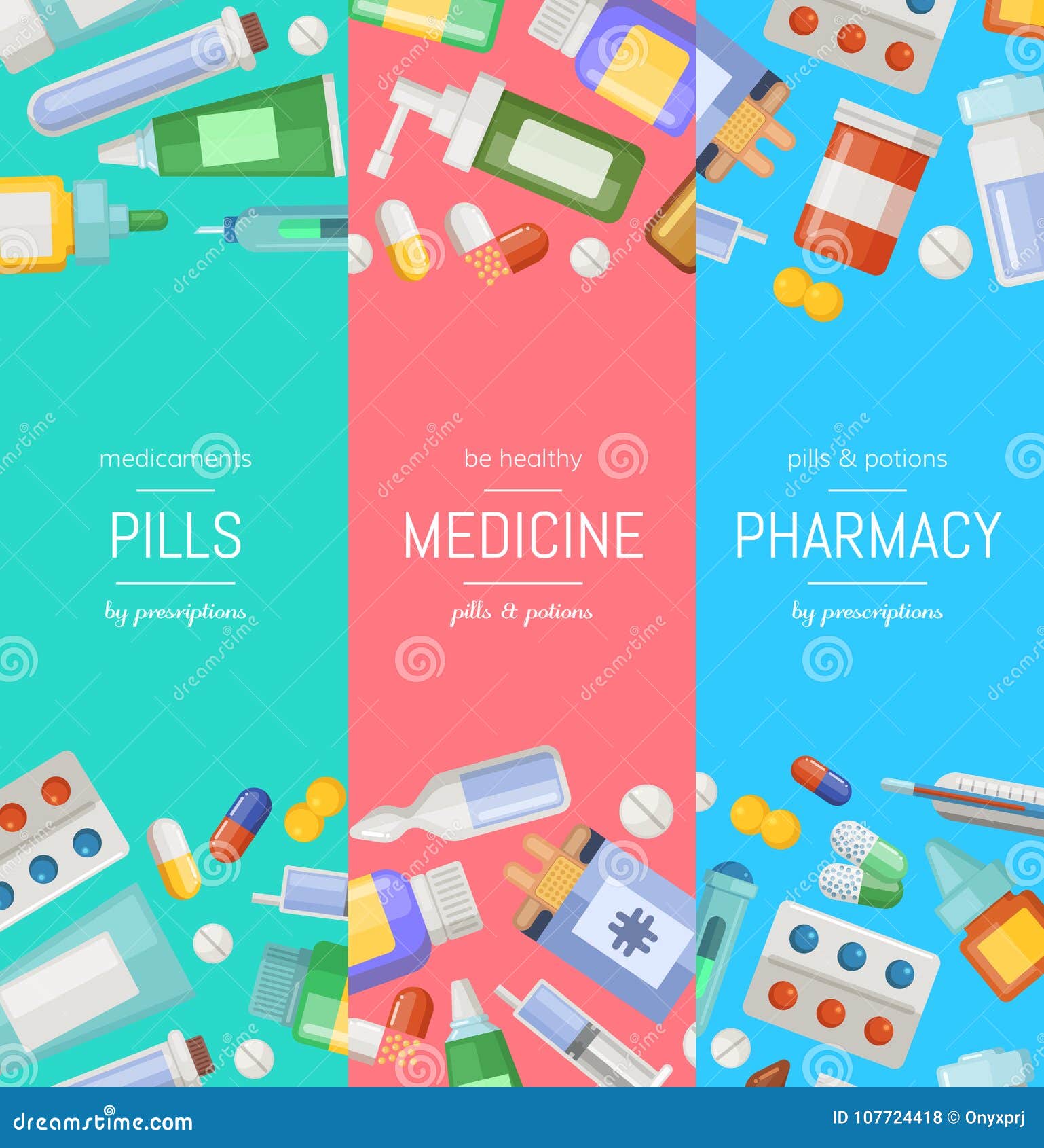 Vector Cartoon Pharmacy or Medicines Vertical Banner Templates Stock ...