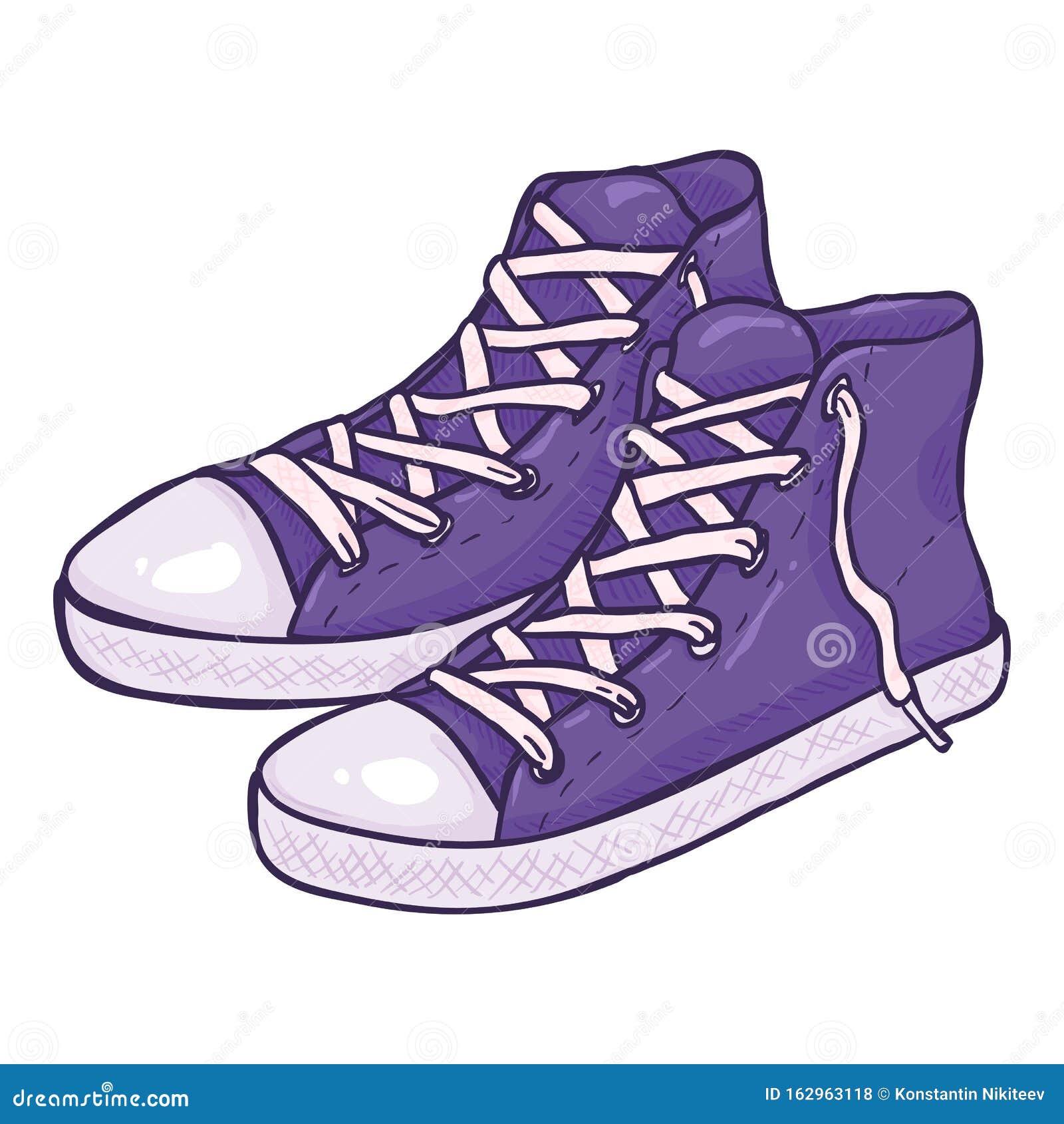 Vector Cartoon Purple Gumshoes Stock Vector - Illustration of lace ...