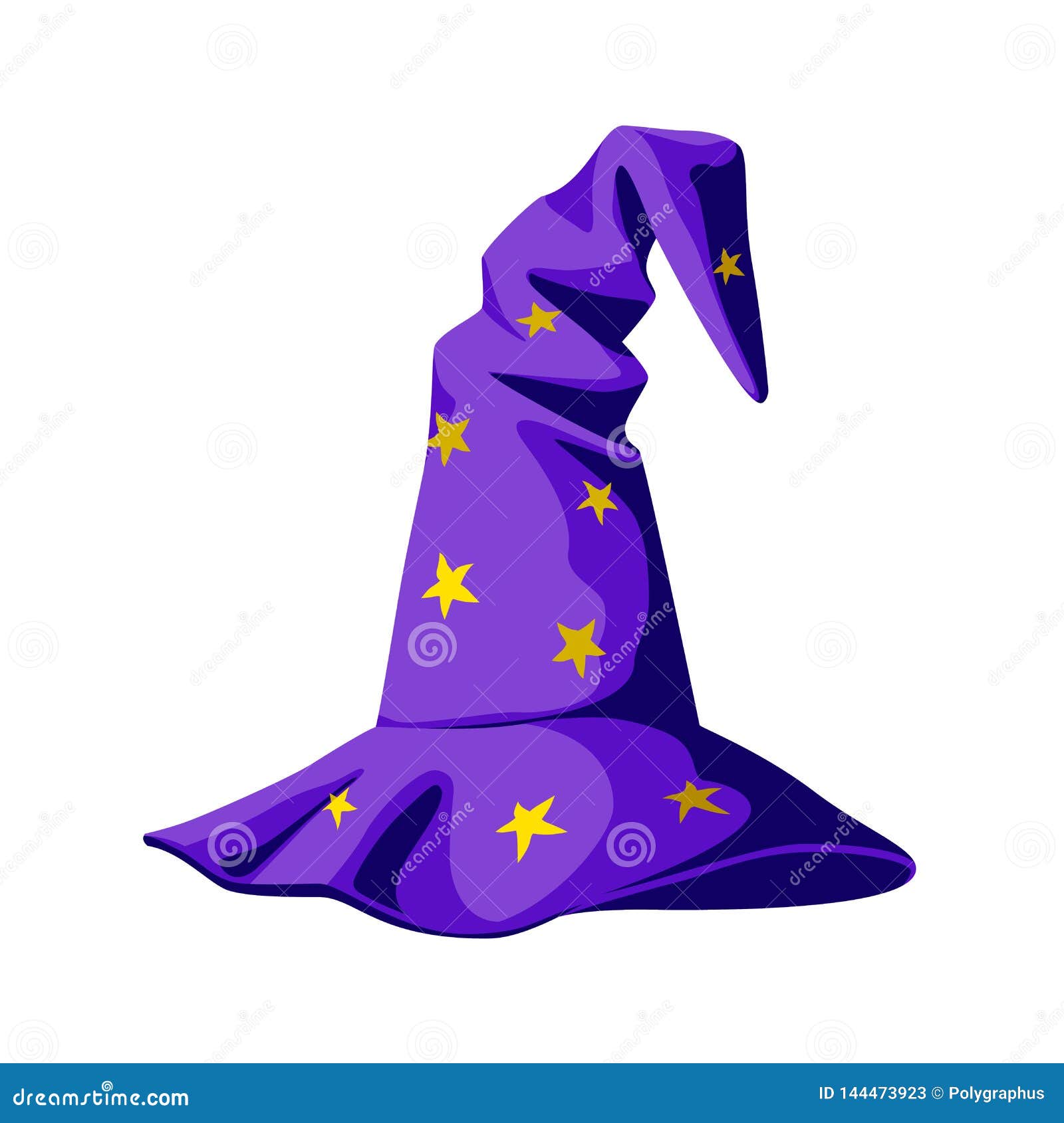 Vector Cartoon Purple Wizard Hat Isolaten on White Background Stock