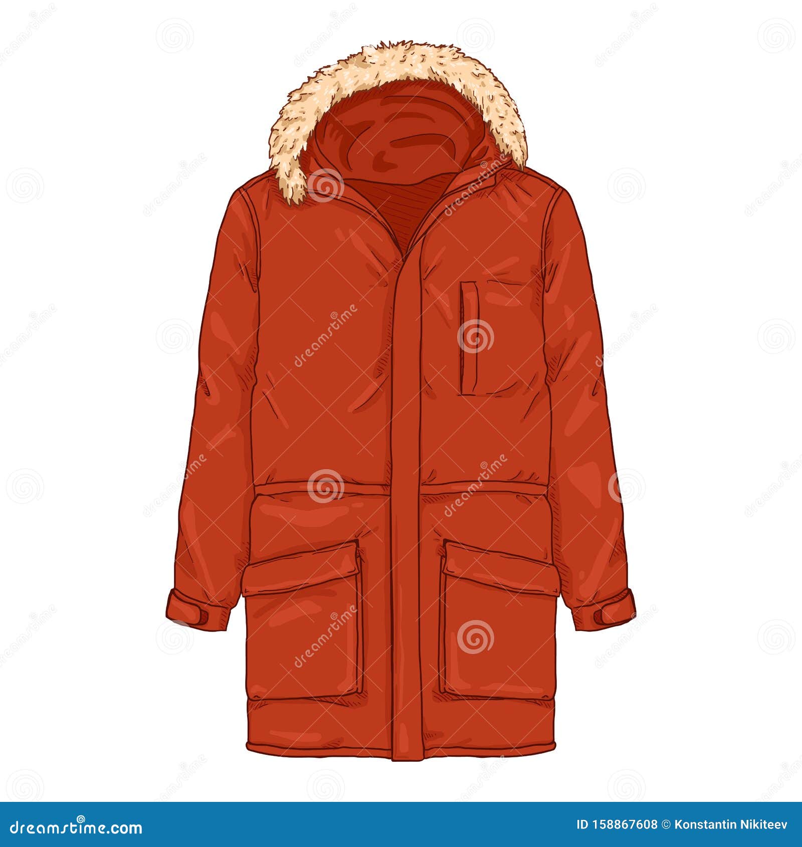 Parka In Cartoon Style Stiker On White Background On Isolated ...