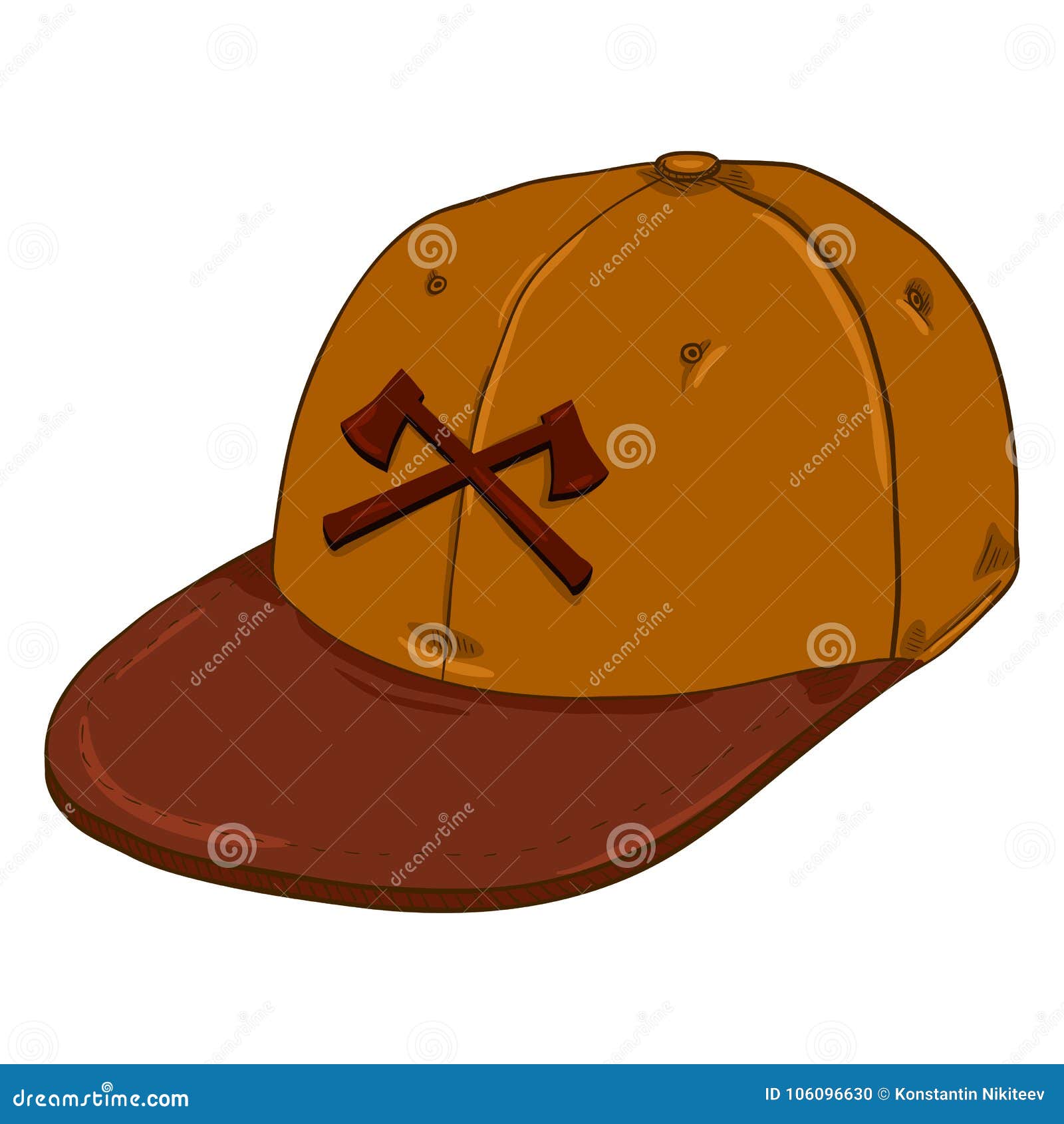 Vector Cartoon Retro Baseball Cap With Flat Peak Hip Hop Headwear