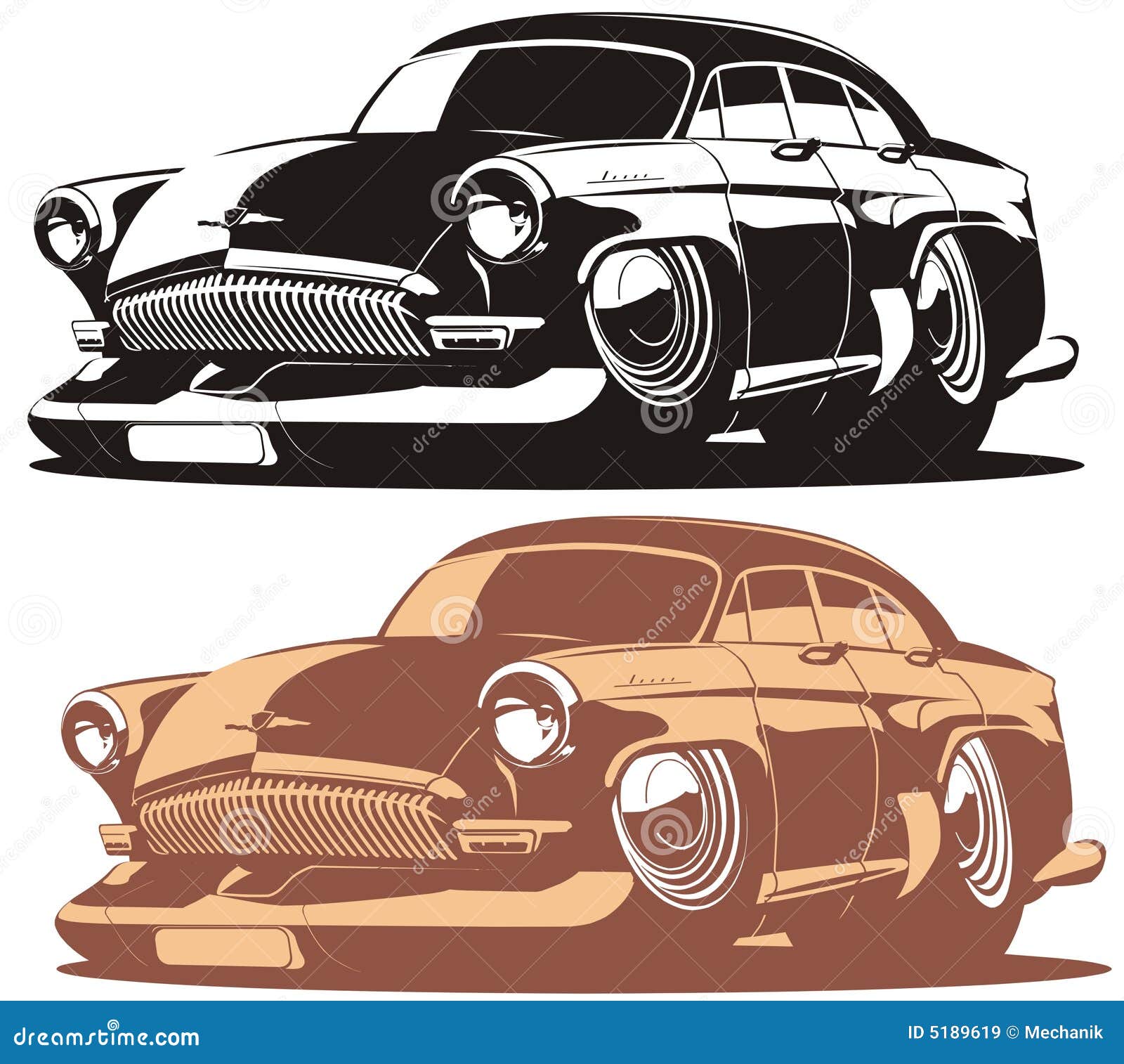 Vector cartoon retro car stock vector. Illustration of automobile 5189619