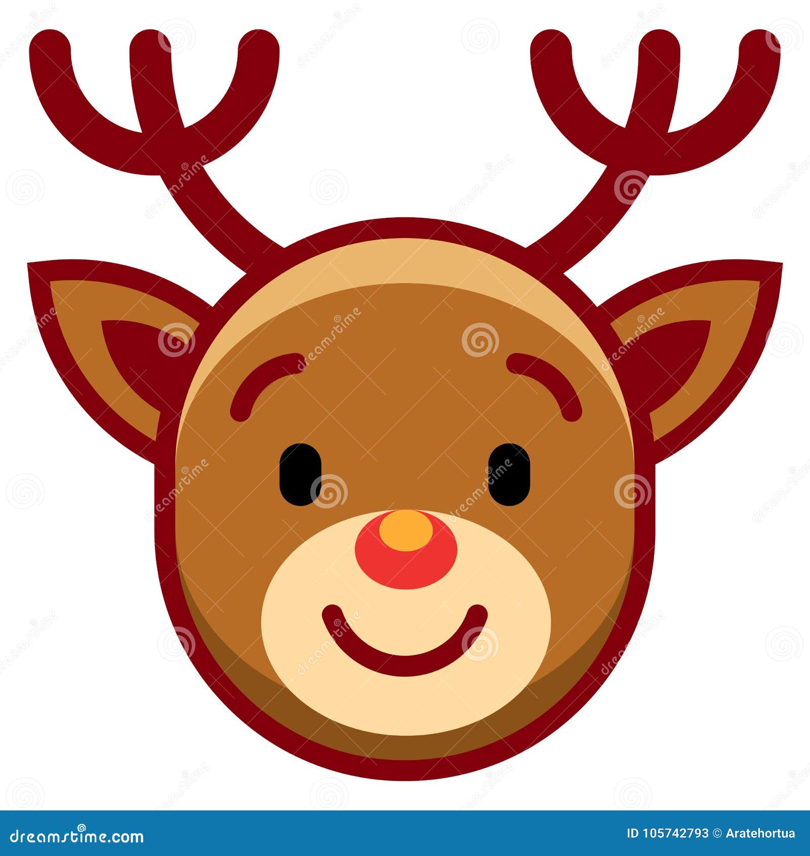 Cartoon Rudolph the Reindeer Isolated on White Background Stock