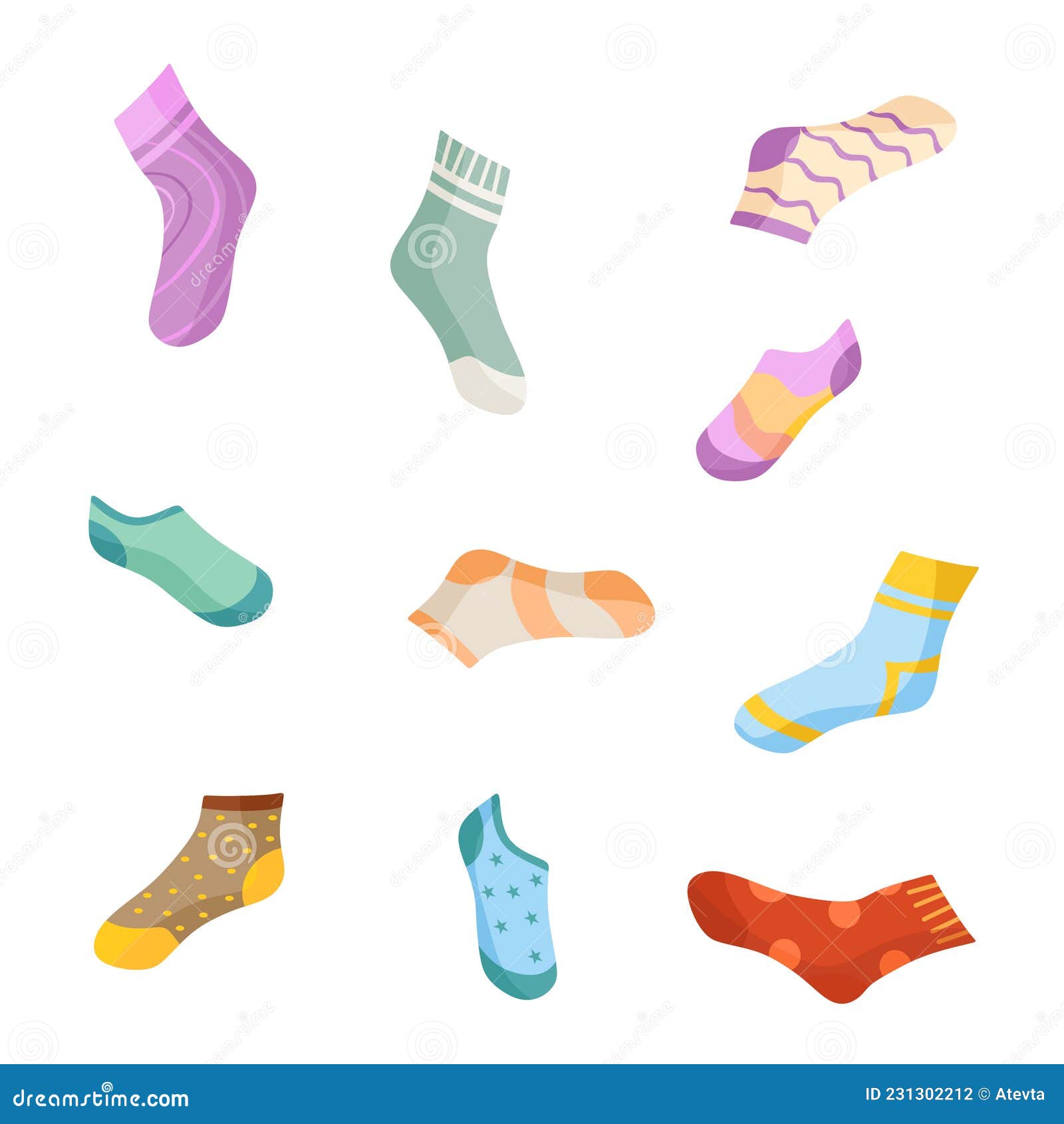 Vector Cartoon Set of Colored Warm Socks Stock Vector Illustration of