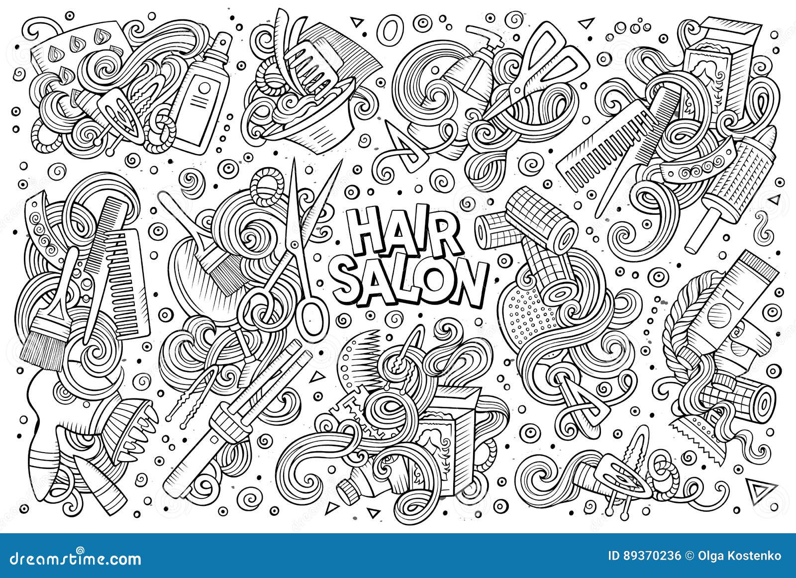Vector Cartoon Set Of Hair Salon Theme Doodles Design Elements Stock
