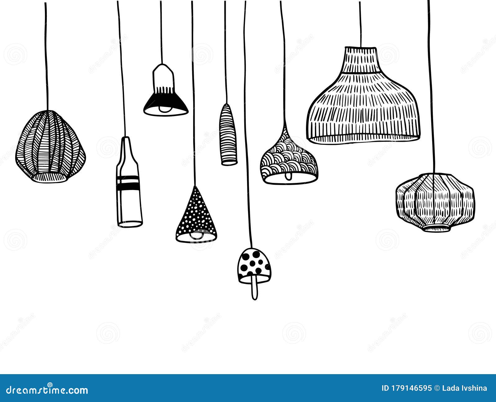  cartoon set of varios chandeliers