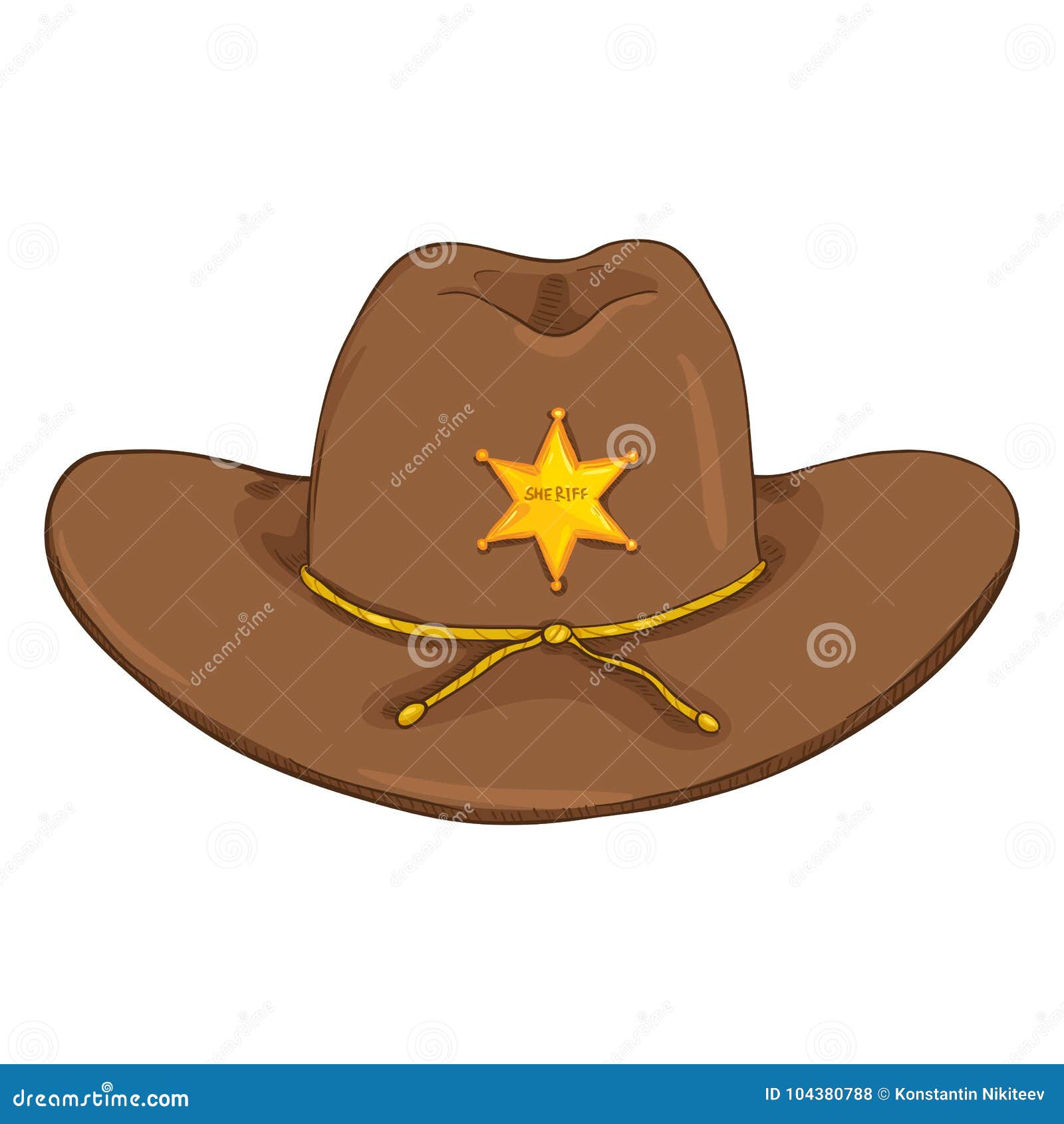  cartoon sheriff cowboy hat on white bcakground