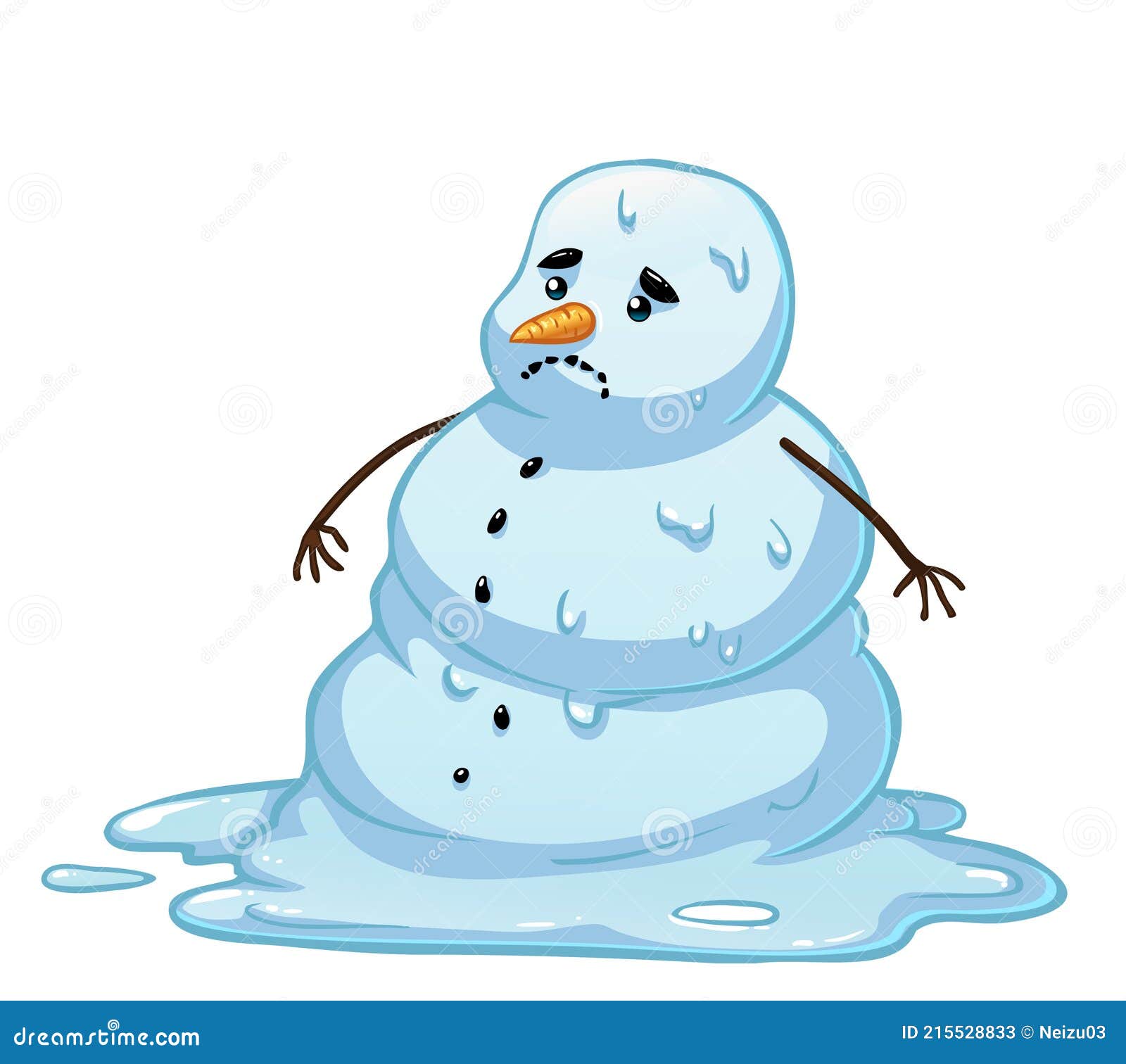 Vector Cartoon Snowman Melting Stock Vector - Illustration of melting,  grief: 215528833