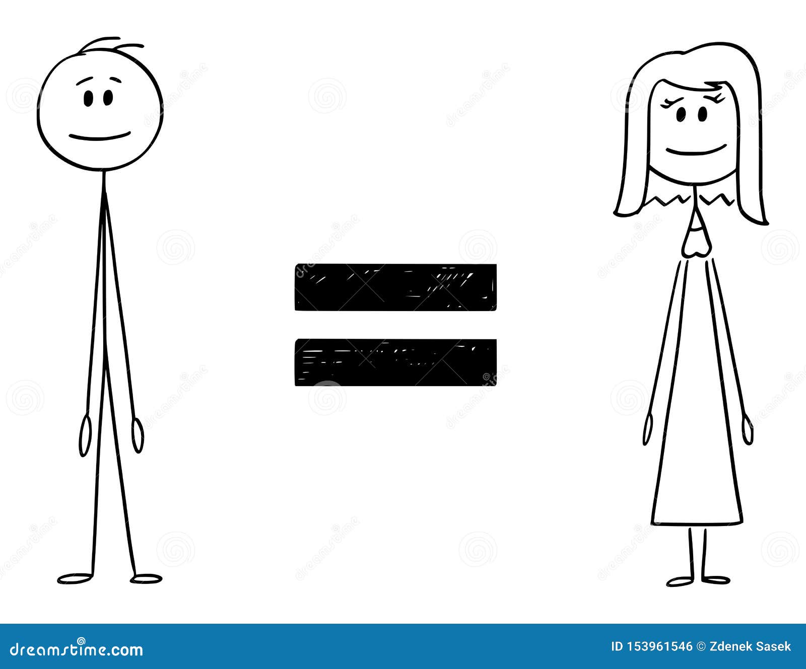 Vector Cartoon of Man and Woman and Equal Sign between Them Stock Vector -  Illustration of career, conceptual: 153961546
