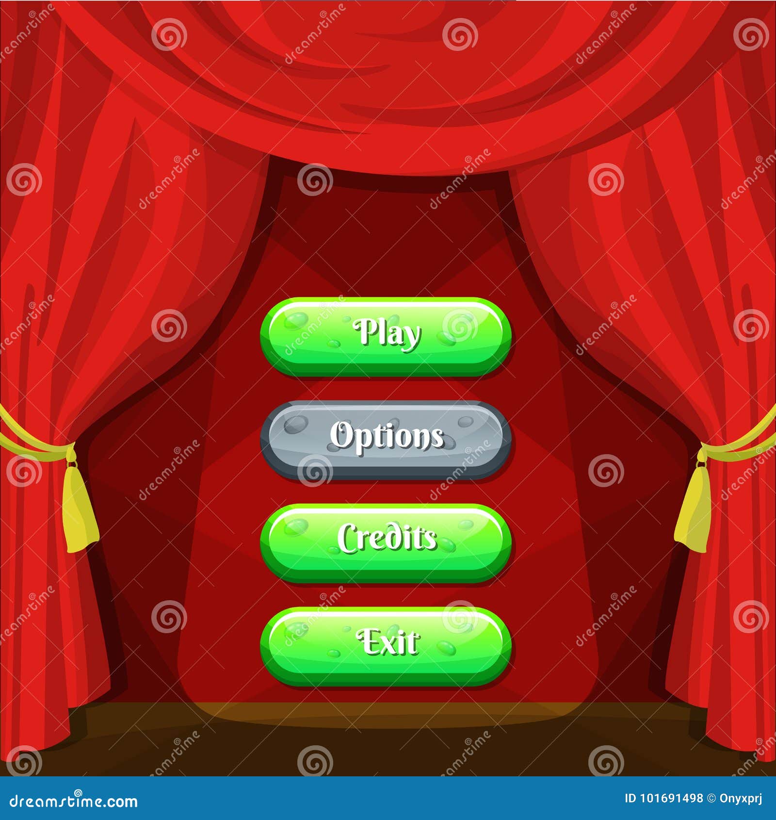  cartoon style enabled and disabled buttons