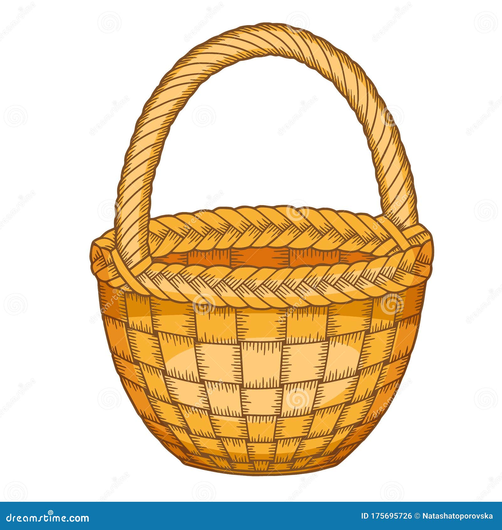 Vector Cartoon Style Illustration. Wicker Basket of on a White