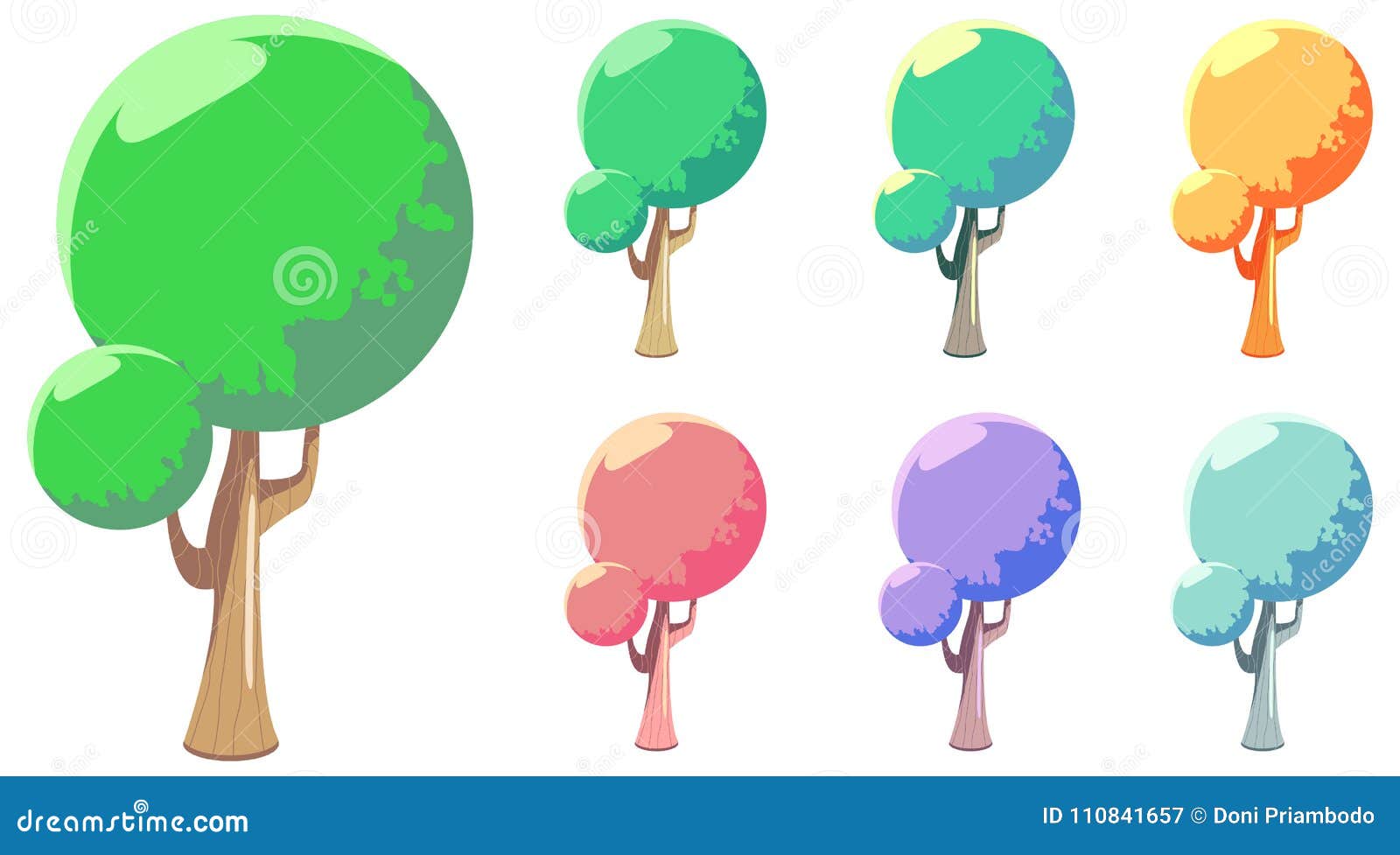 Vector Cartoon Style Tree Stock Vector Illustration Of Collection 110841657