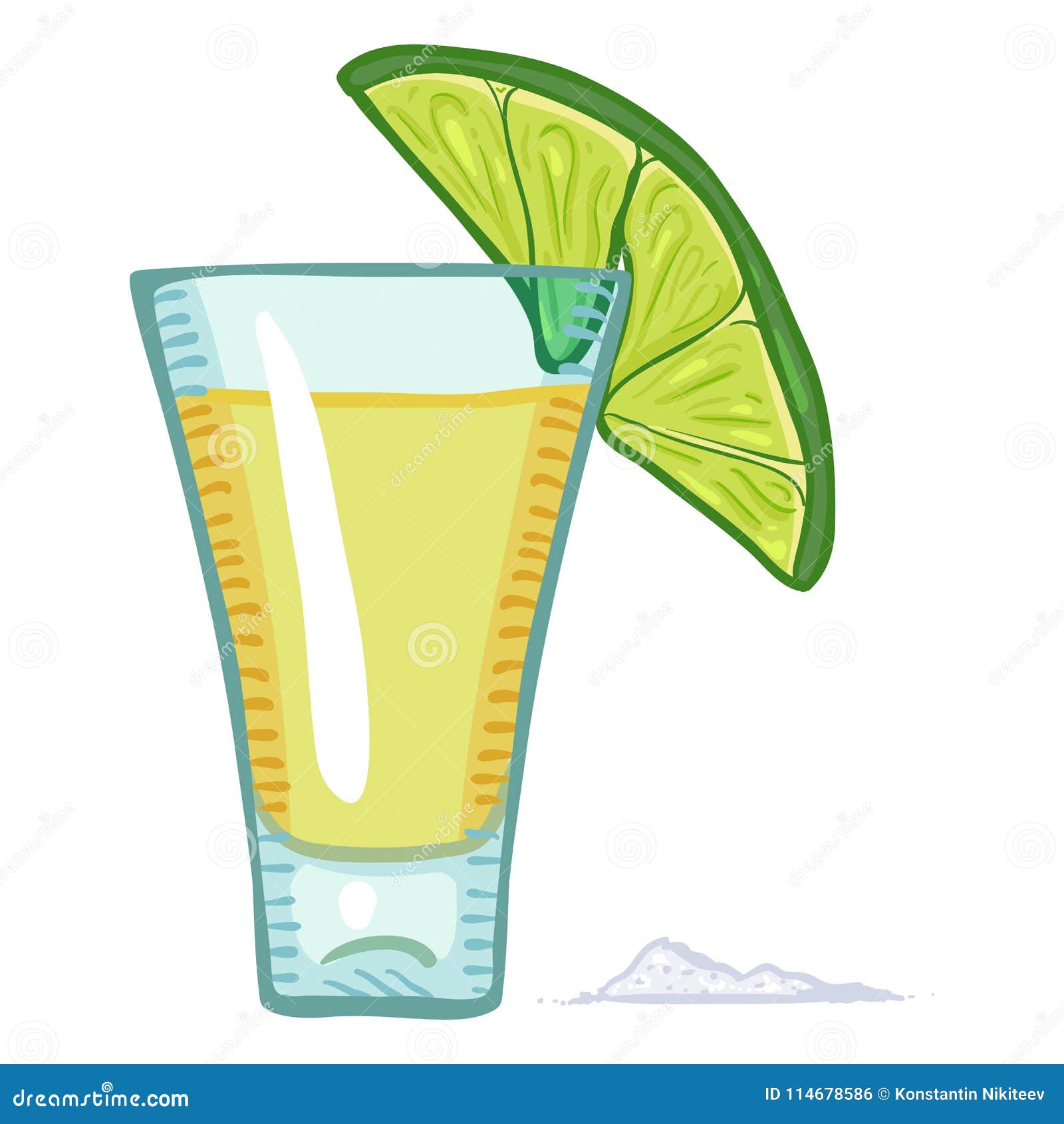 Vector Cartoon Tequila Shot with Lime Slice and Salt Stock Vector ...