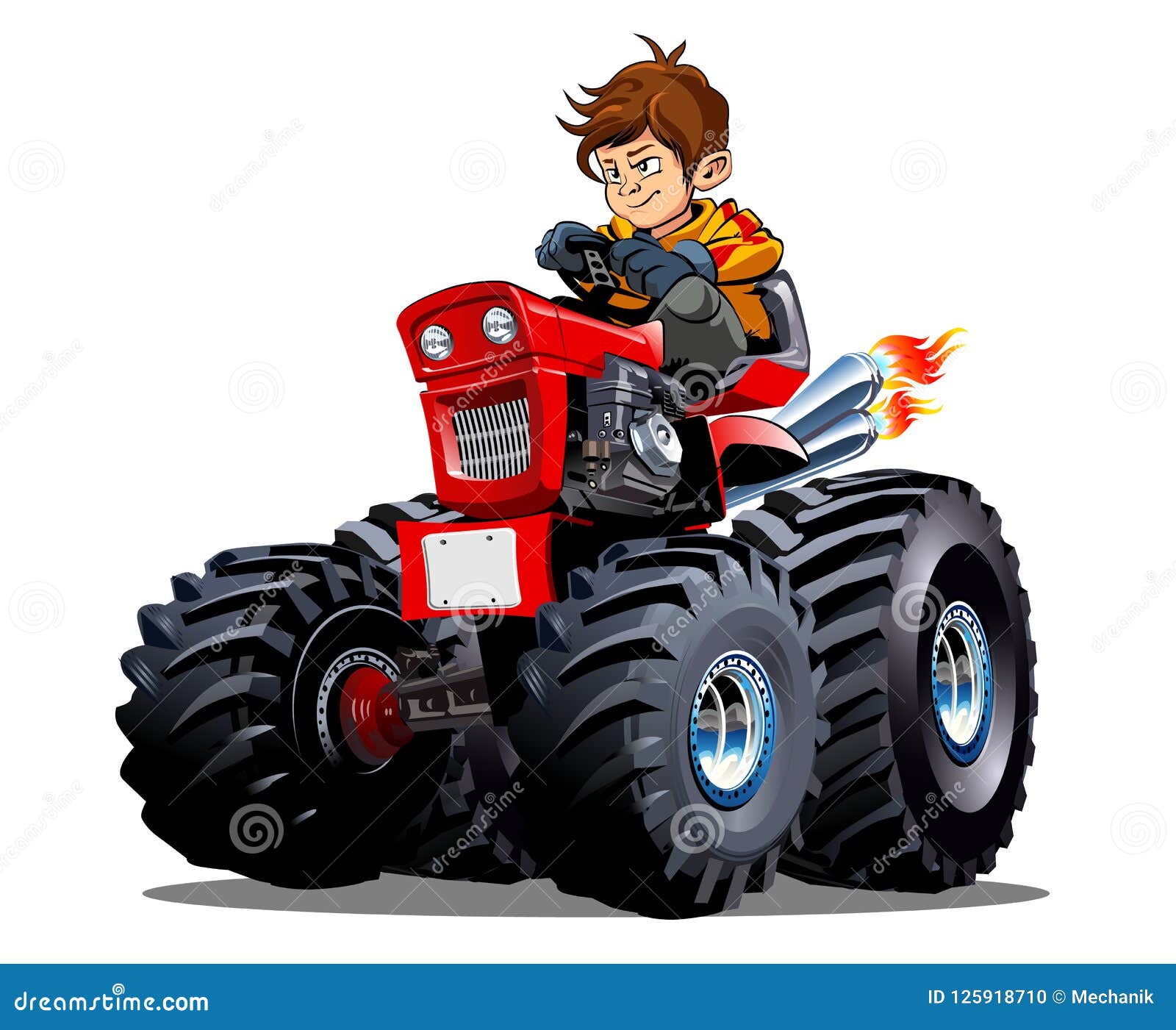 Vector Cartoon Tractor Isolated on White Background Stock Vector