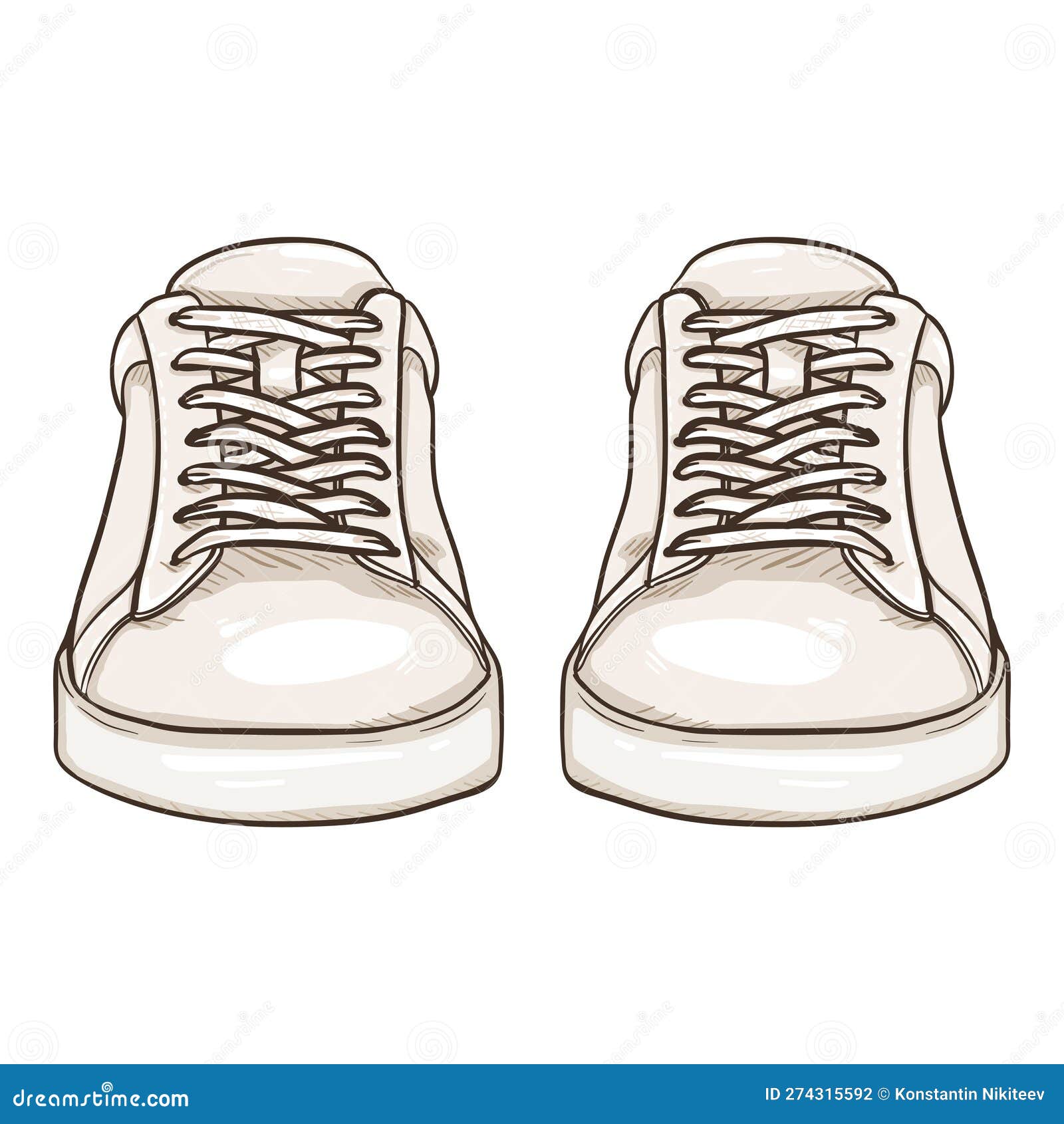 Vector Cartoon White Sneakers. Smart Casual Shoes Illustration Stock ...