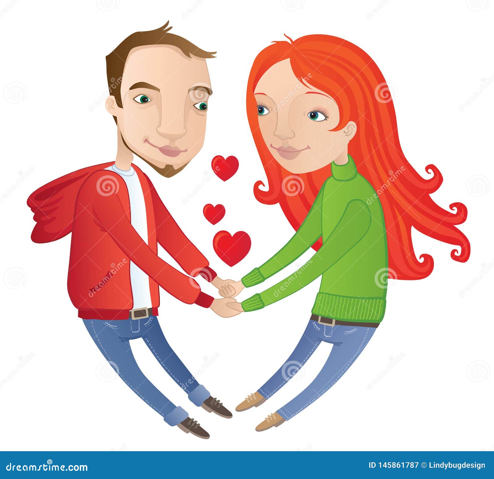 Vector Cartoon of a Young Couple in Love Stock Illustration - Illustration  of logo, icon: 145861787