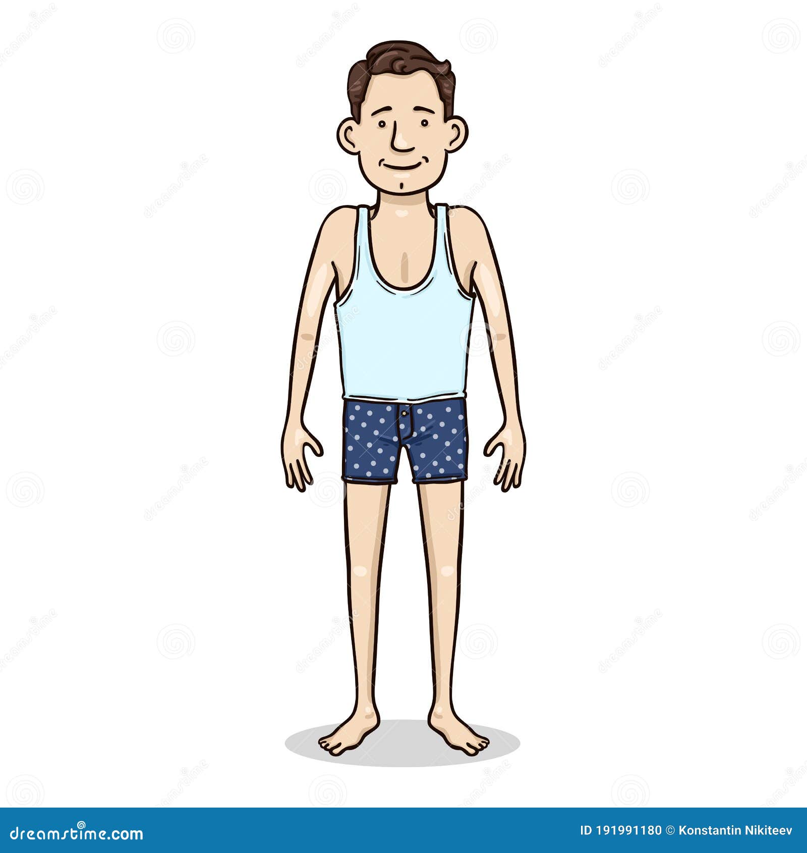 Vector Cartoon Young Man in Underwear Stock Vector Illustration of