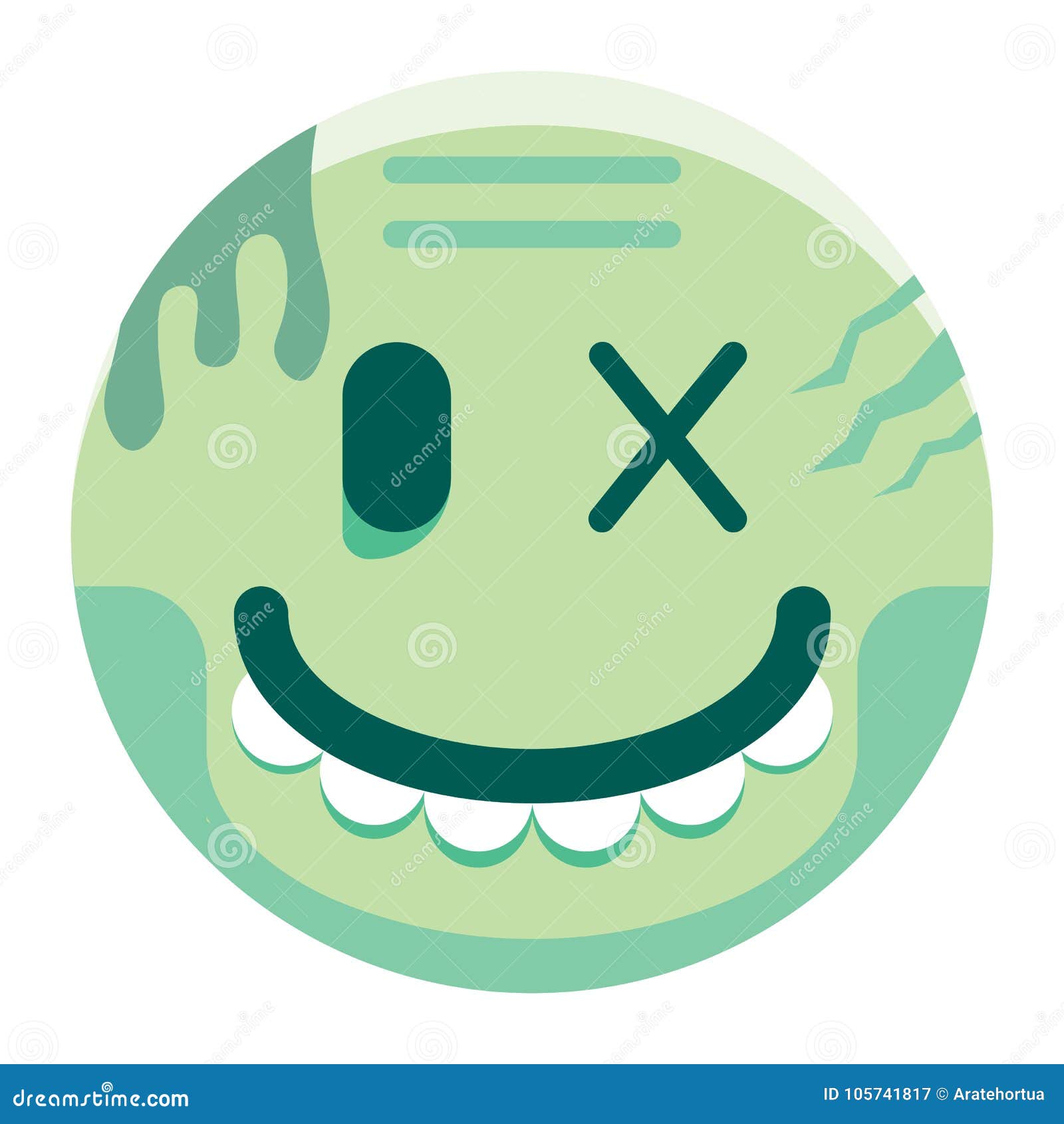 Cartoon Zombie Emoji Isolated on White Background Stock Illustration