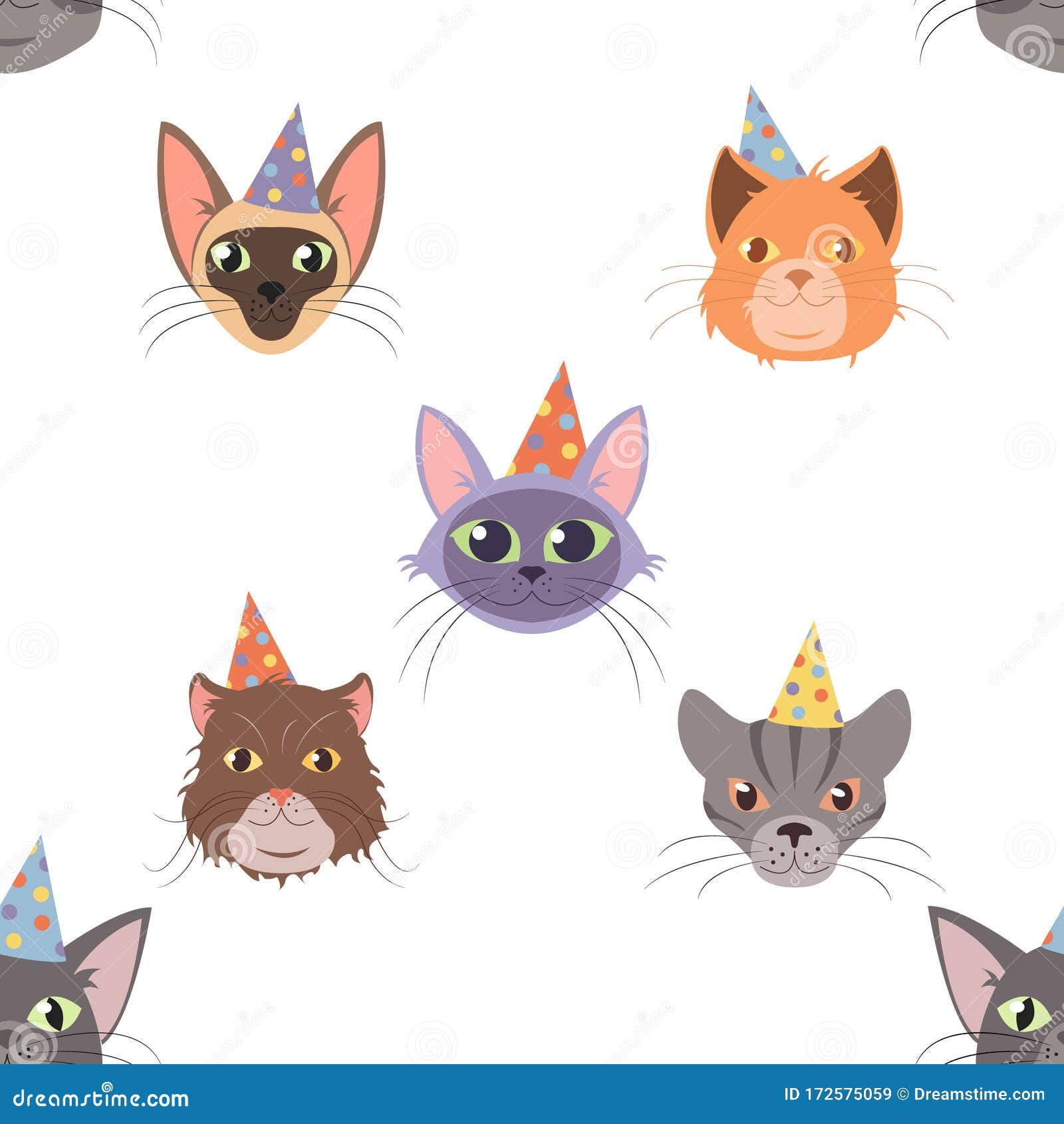 Download Vector Cat Head For Cat`s Birthday Celebration Greeting ...