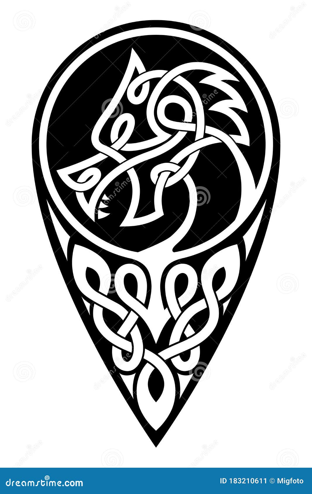 Dragon Celtic Tribe Amulet Sign Dark Color Tone Background Seamless ...