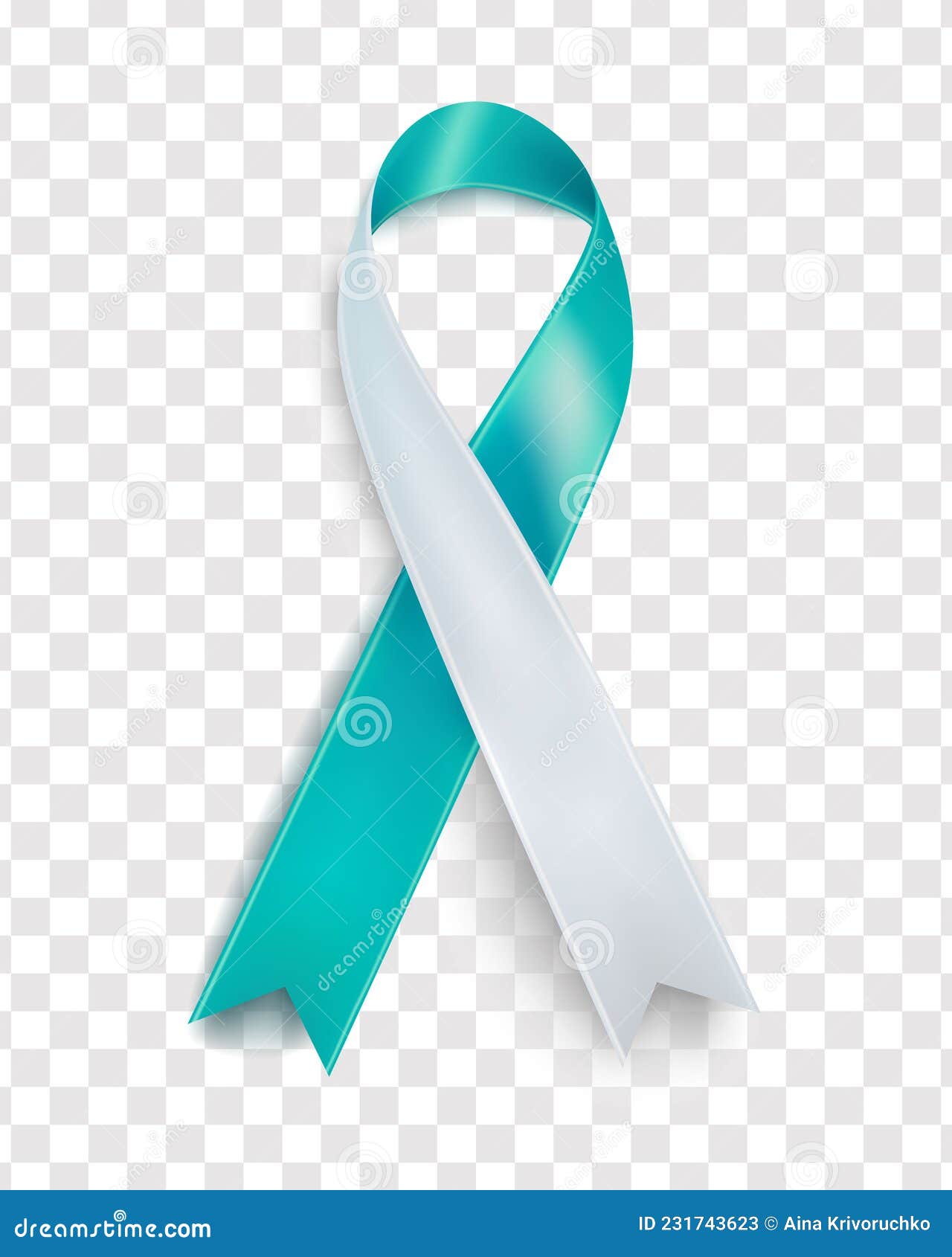 Vector of the Cervical Cancer Awareness Tape. Realistic White and Turquoise  Ribbon on a Transparent Background Stock Vector - Illustration of hope,  isolated: 231743623