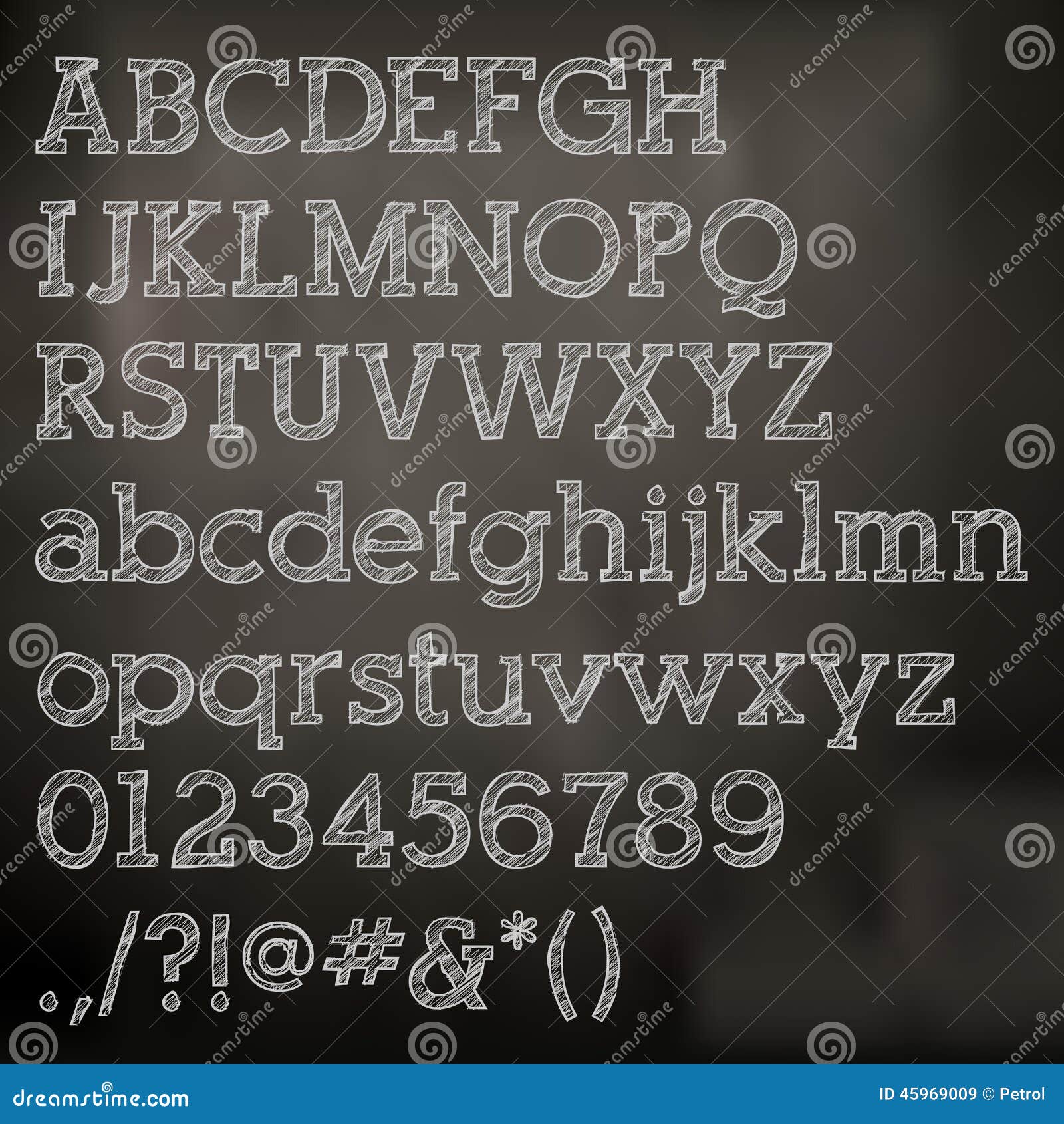 Vector Chalk Alphabet on Blackboard Stock Vector Illustration of