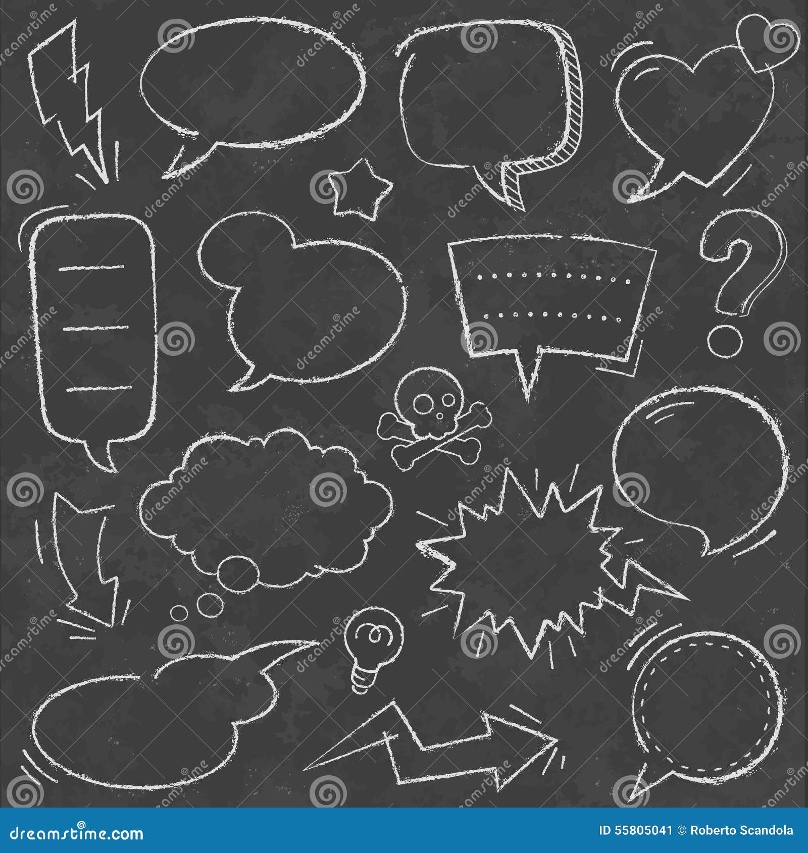 Vector Chalkboard Comic Speech Bubbles Stock Vector Illustration of