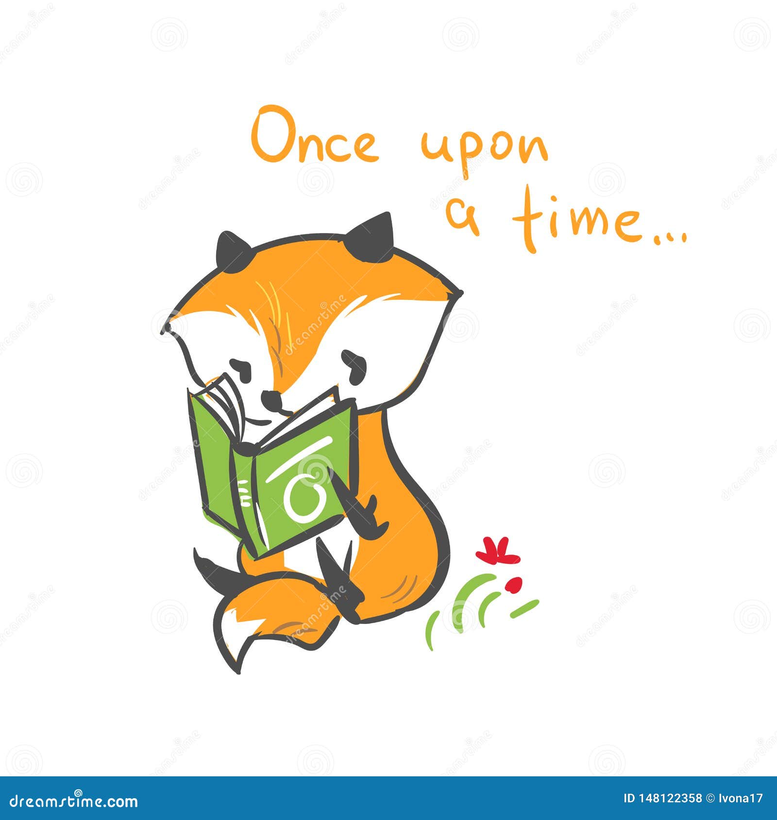 character fox baby read book print