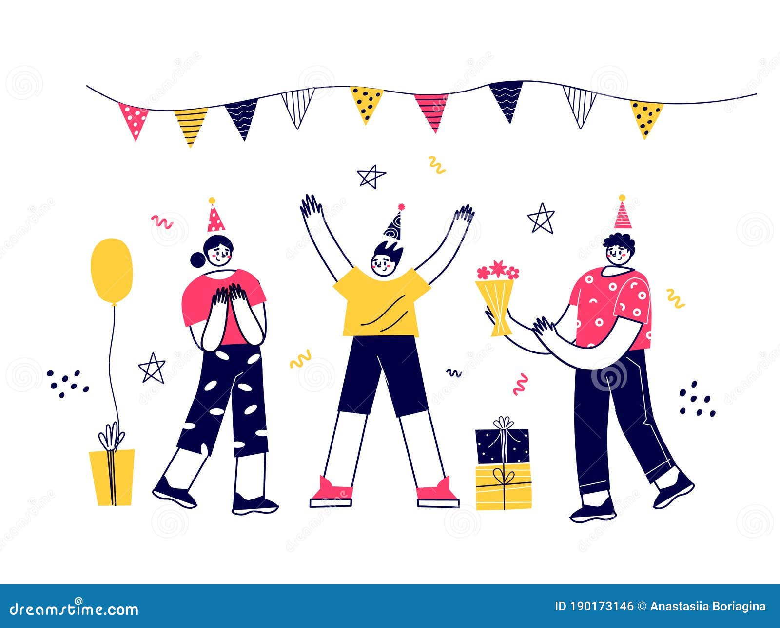 Vector Characters Have Fun Celebrating Birthdays, Parties, Corporate ...