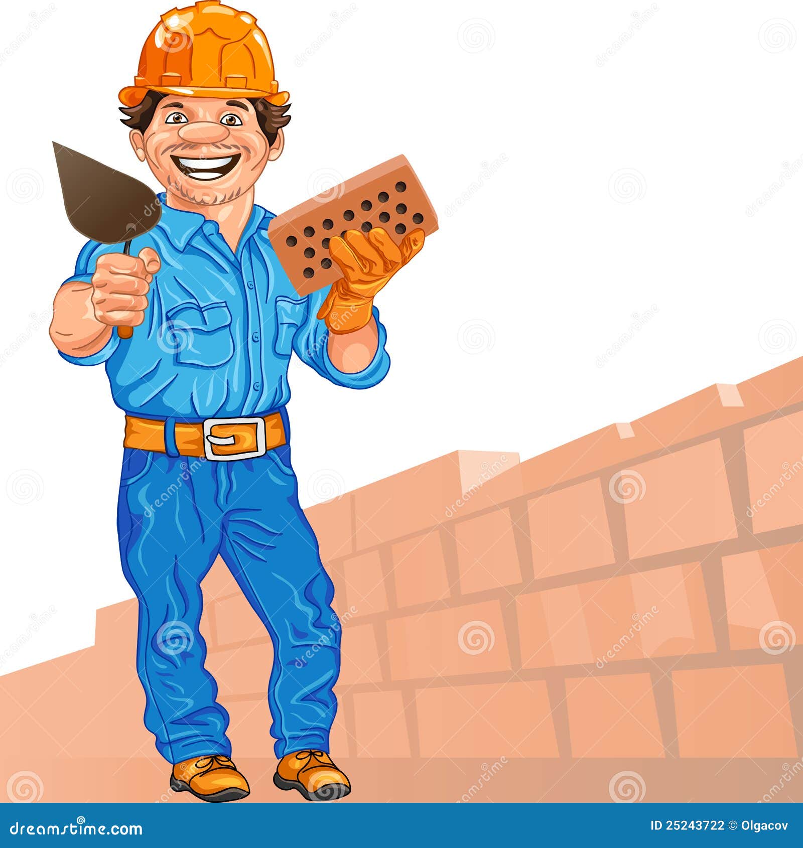 Vector Cheerful Bricklayer Builder Stock Photography - Image: 25243722