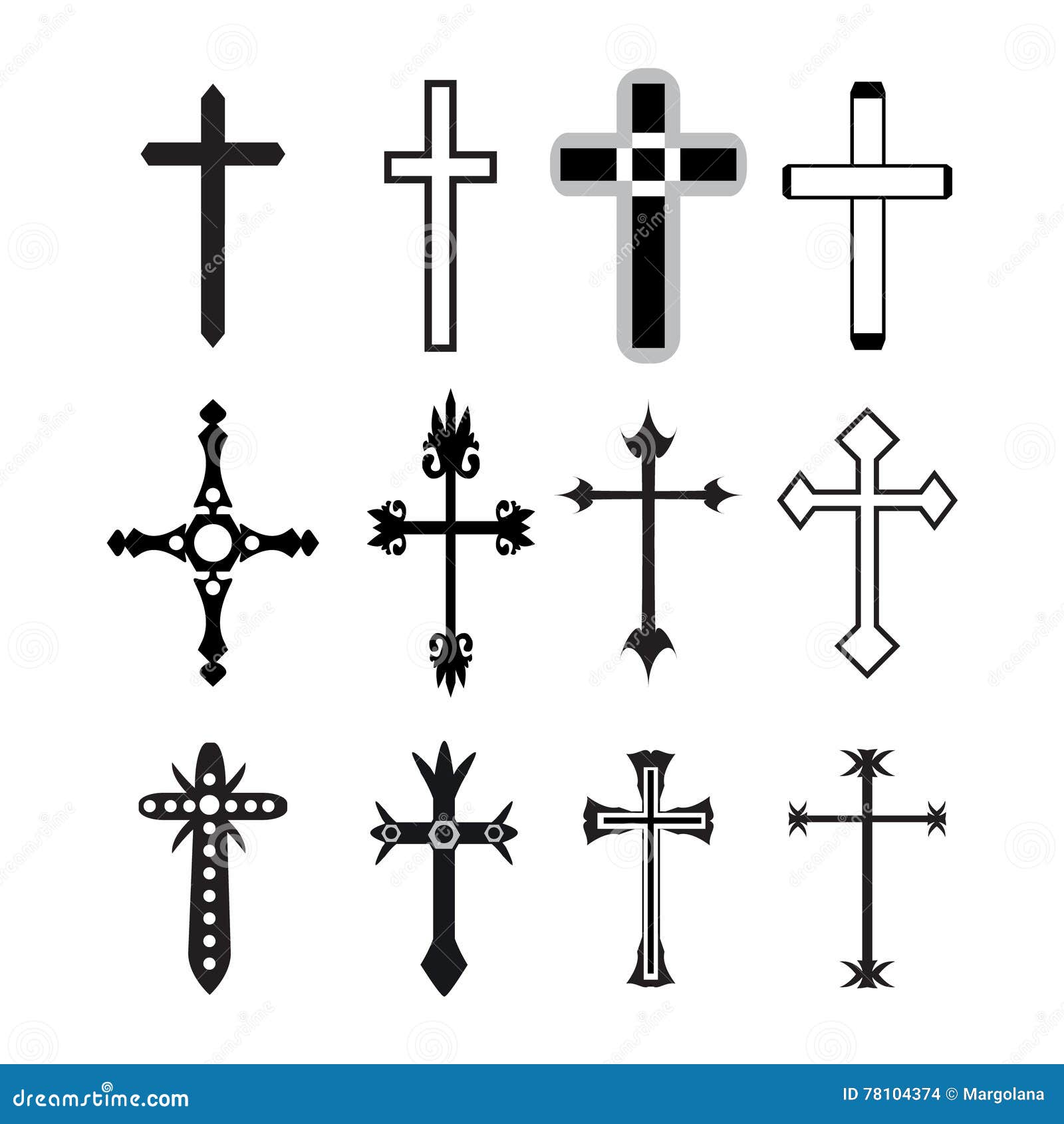 Vector Christian Cross Icons Stock Vector - Illustration of catholicism ...