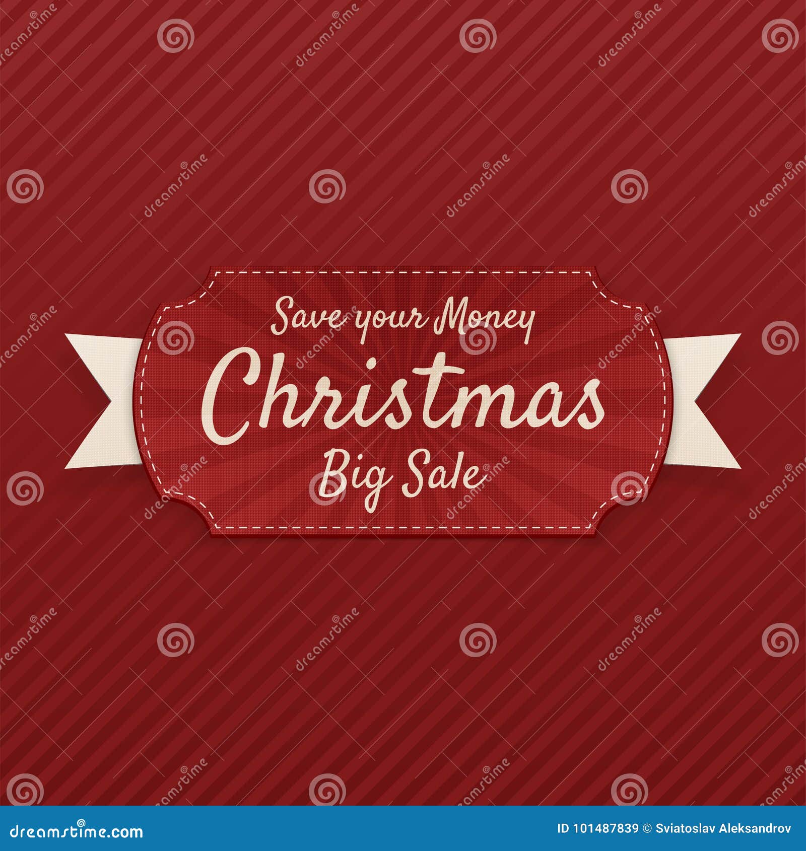 Vector Christmas big Sale festive Banner on red striped Background